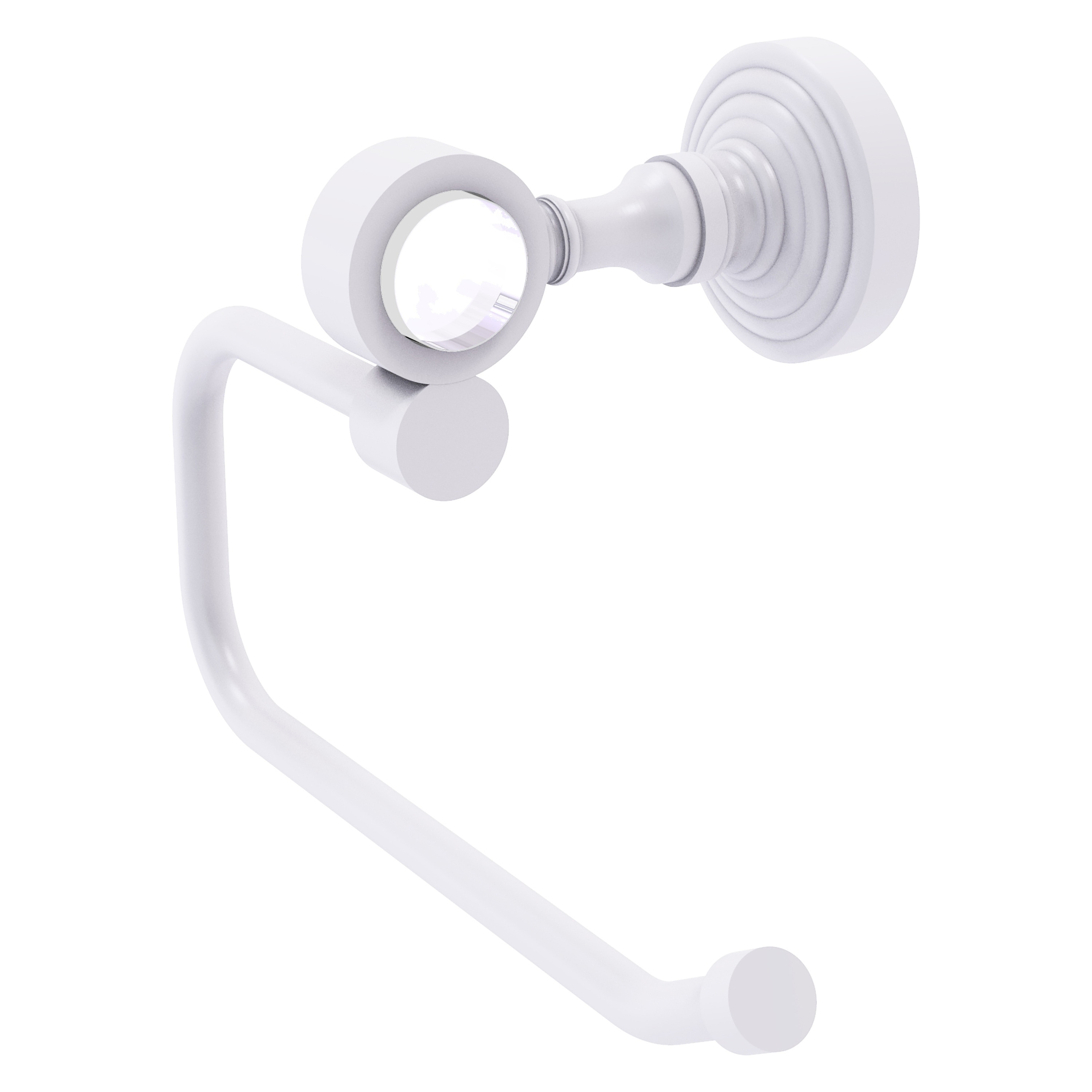 Allied Brass PG-24E-WHM Pacific Grove Matte White Wall mount Single post Toilet Paper Holder 1 -Rolls with Storage