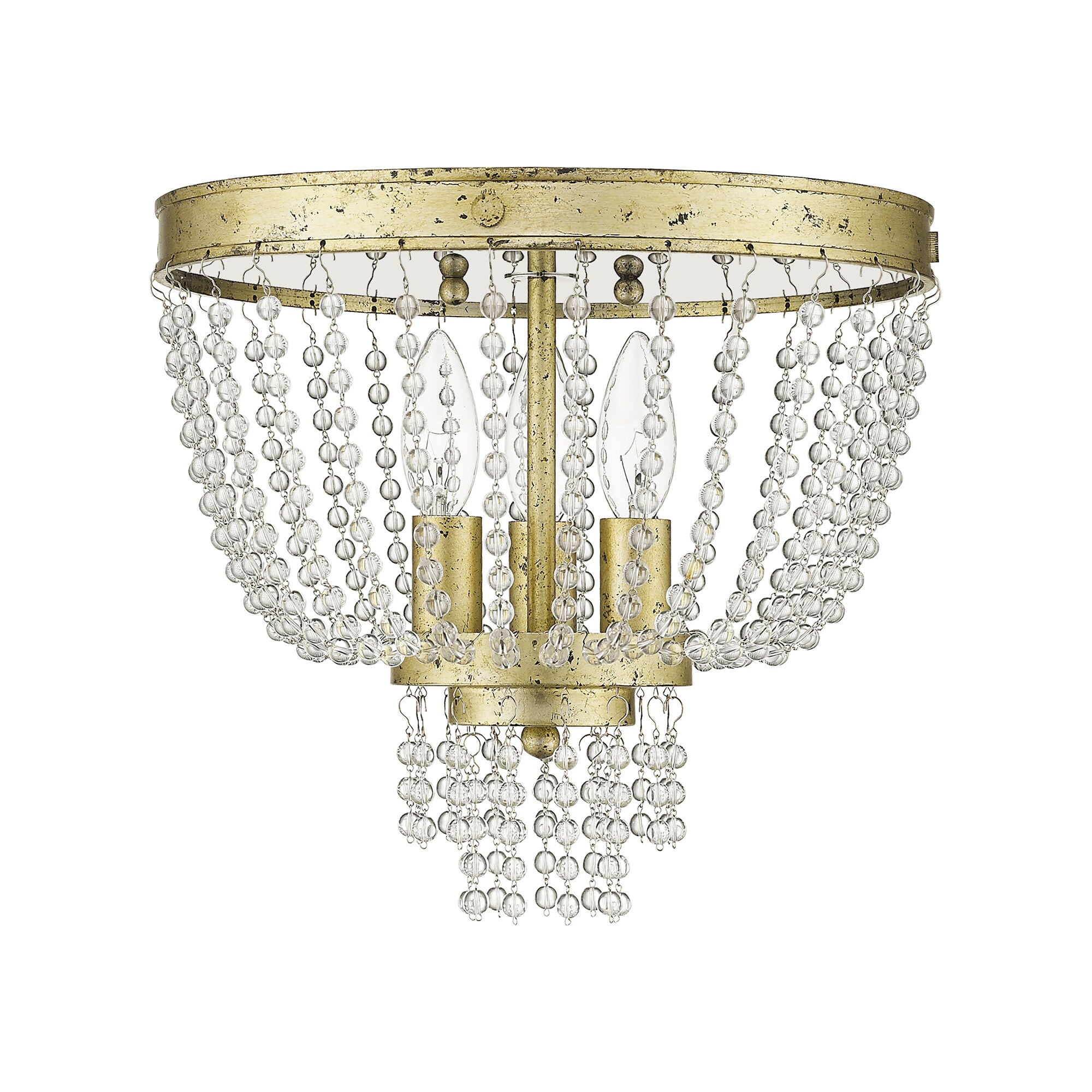 Winter Gold 3-Light Crystal Flush Mount for Indoor/Outdoor