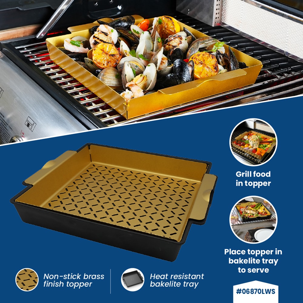 Grill Topper BBQ Grilling Pans (Set of 2), Non-Stick Barbecue Trays
