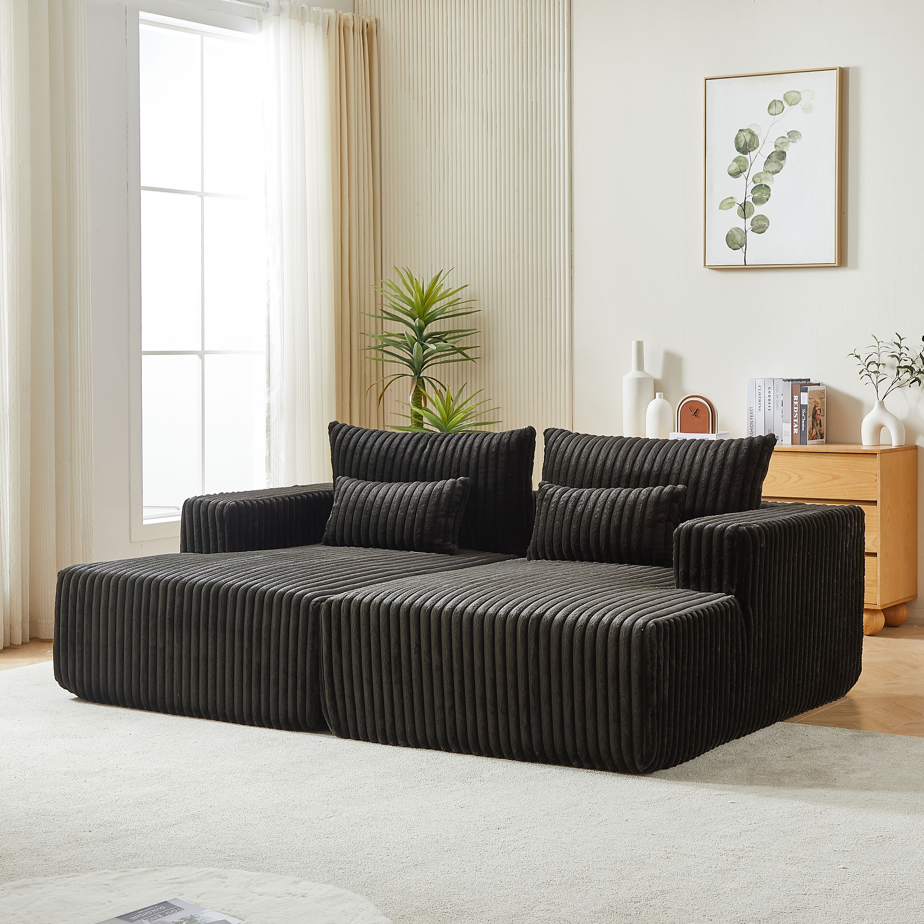 Runesay AR34 Black Contemporary/Modern Polyester Full Sofa bed