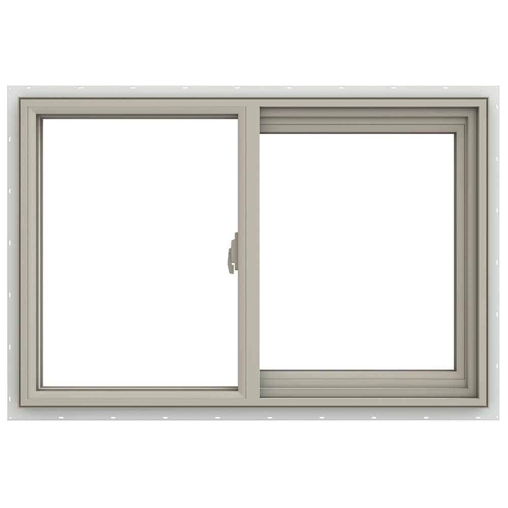 JELD-WEN LOWOLJW138500672 V-2500 35-1/2-in x 23-1/2-in Desert Sand Exterior Desert Sand Interior Right-Handed Vinyl Sliding Window Annealed Glass (Full Screen Included)