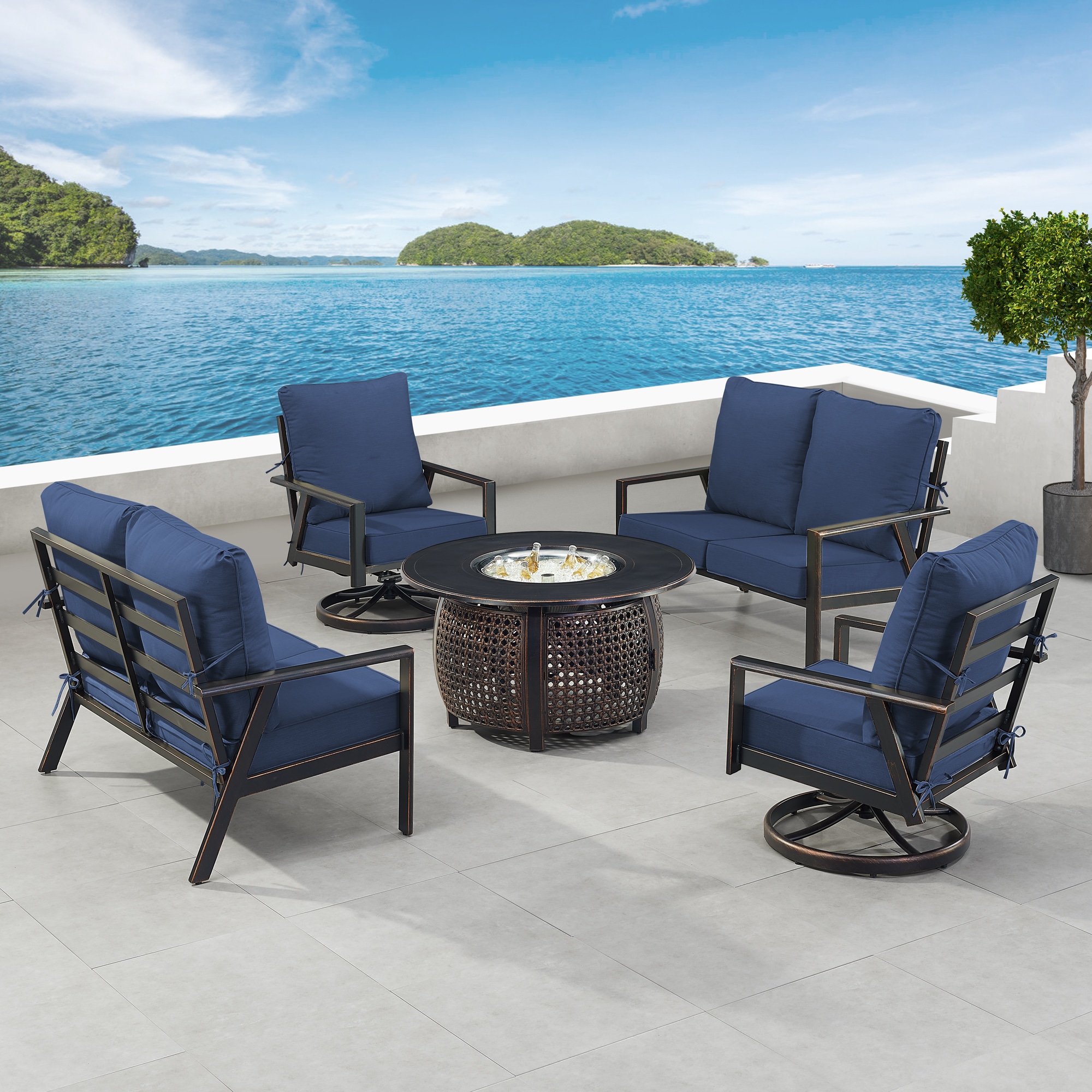 Oakland Living LUX2LS2CHCLIFFBLCUIB Patio-Conversation-Sets - View #3