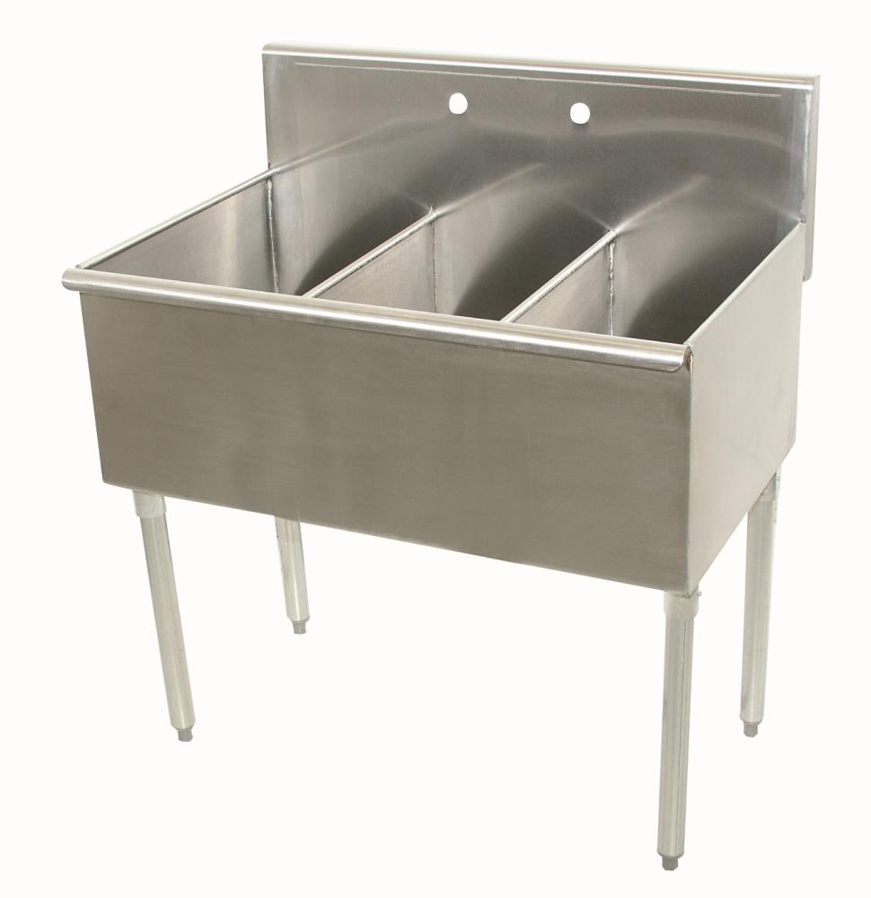 Advance Tabco 6-3-36 24.5-in x 36-in 3-Basin Steel Freestanding Laundry Sink with Drain