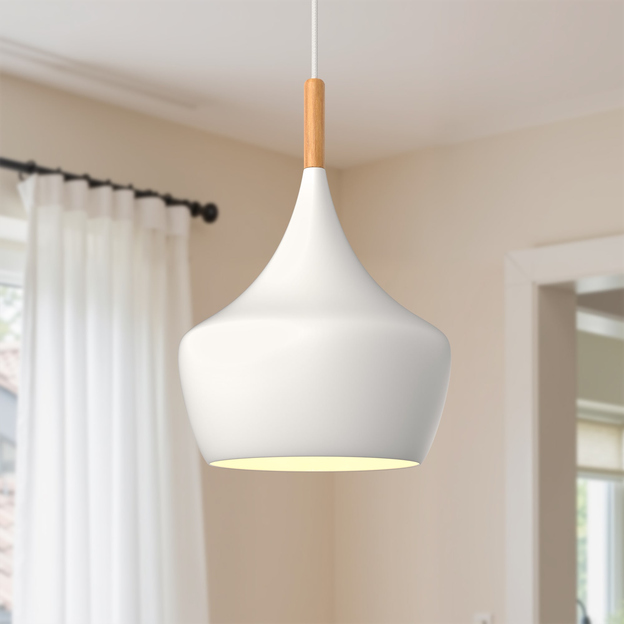 YANSUN LA-NB01201CBL-11 1 -Light White Industrial Bowl Mini Hanging Kitchen island light