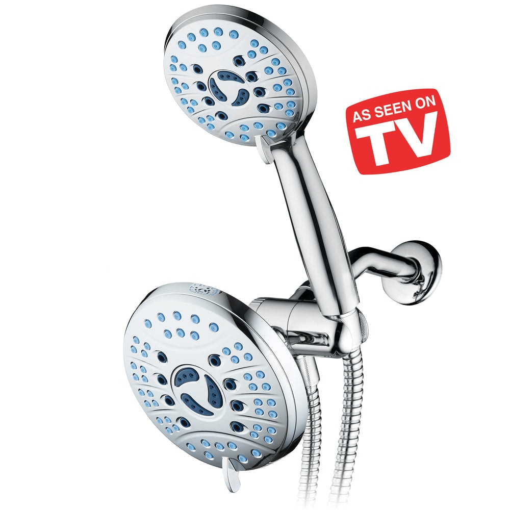 AquaCare 50 -Spray Chrome 6-in Round Rain High Pressure Shower Head with Handheld Combo 2.5 GPM