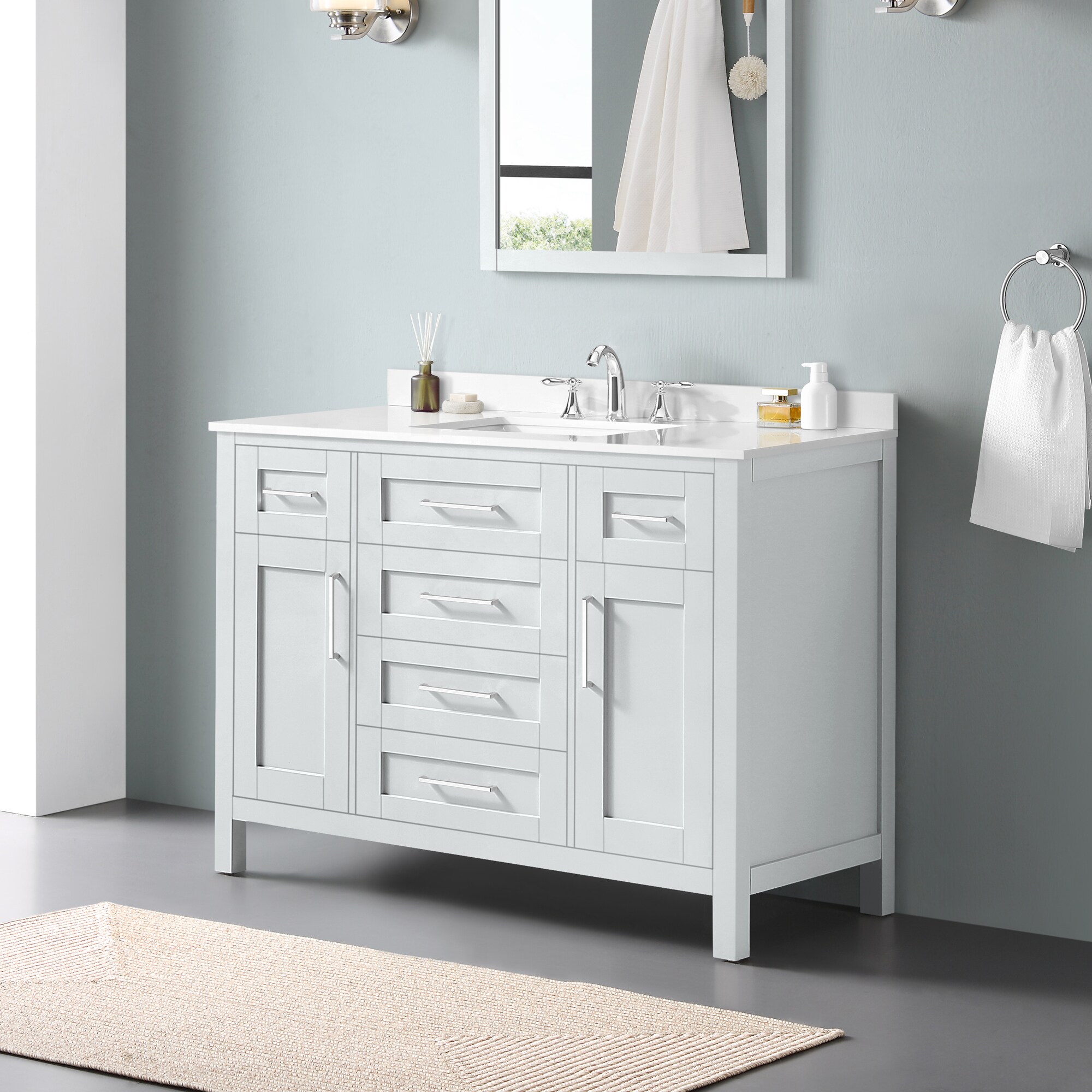 OVE Decors Tahoe 48-in Dove Gray Undermount Single Sink Bathroom Vanity ...