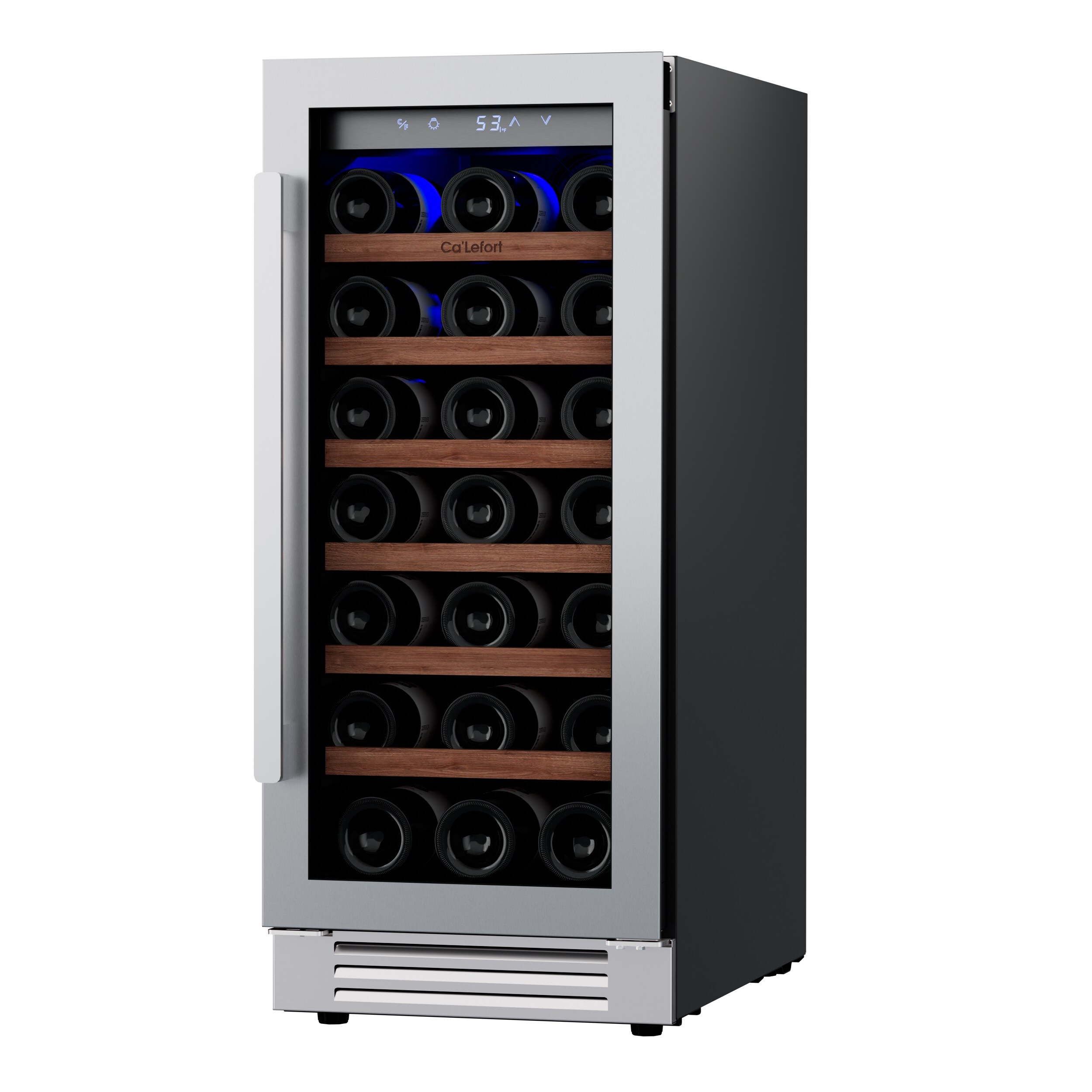 Ca'Lefort 15'' Stainless Steel 33-Bottle Wine Cooler with Glass Door
