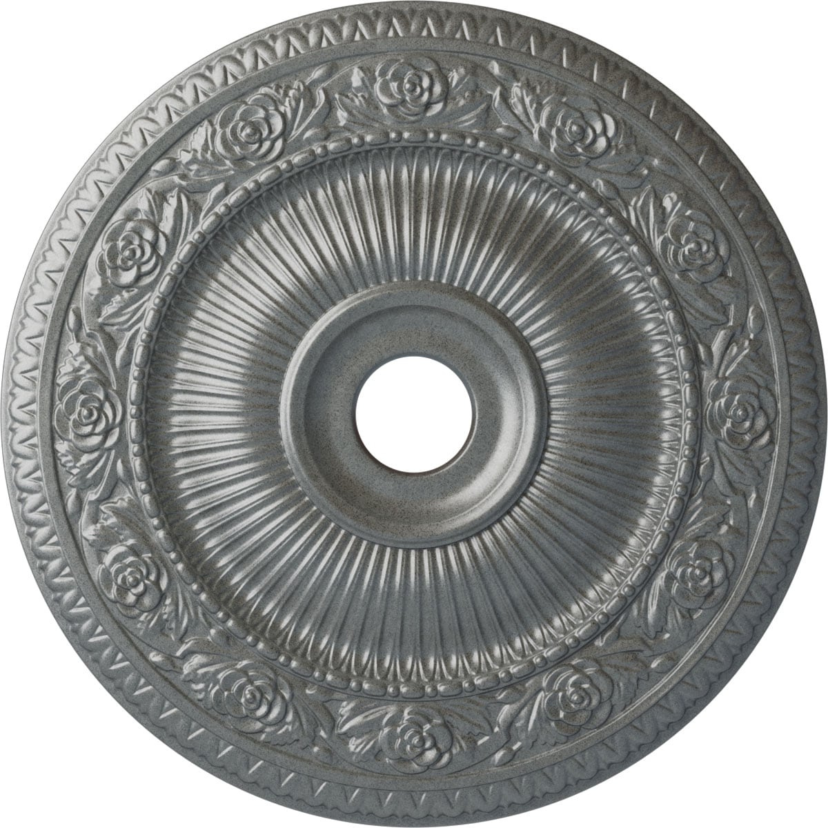 Ekena Millwork CM24LO1PLS Logan 24.25-in W x 24.25-in L Painted Platinum Polyurethane Whole Ceiling Medallion