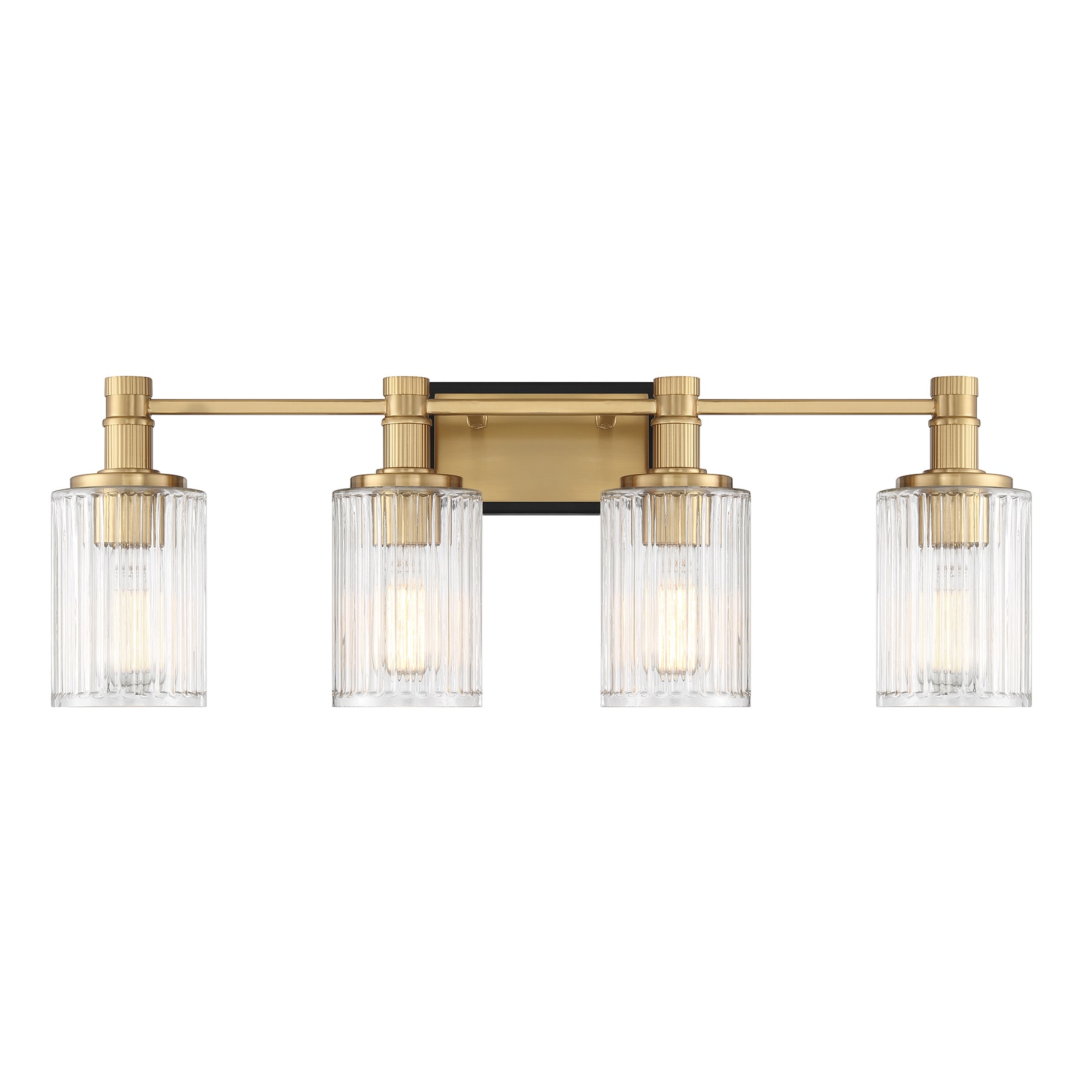 Savoy House 8-1102-4-143 Concord 4-Light Bathroom Light in Matte Black Warm Brass 30.75-in 4 -Light Multiple finishes Brass Vintage Vanity light
