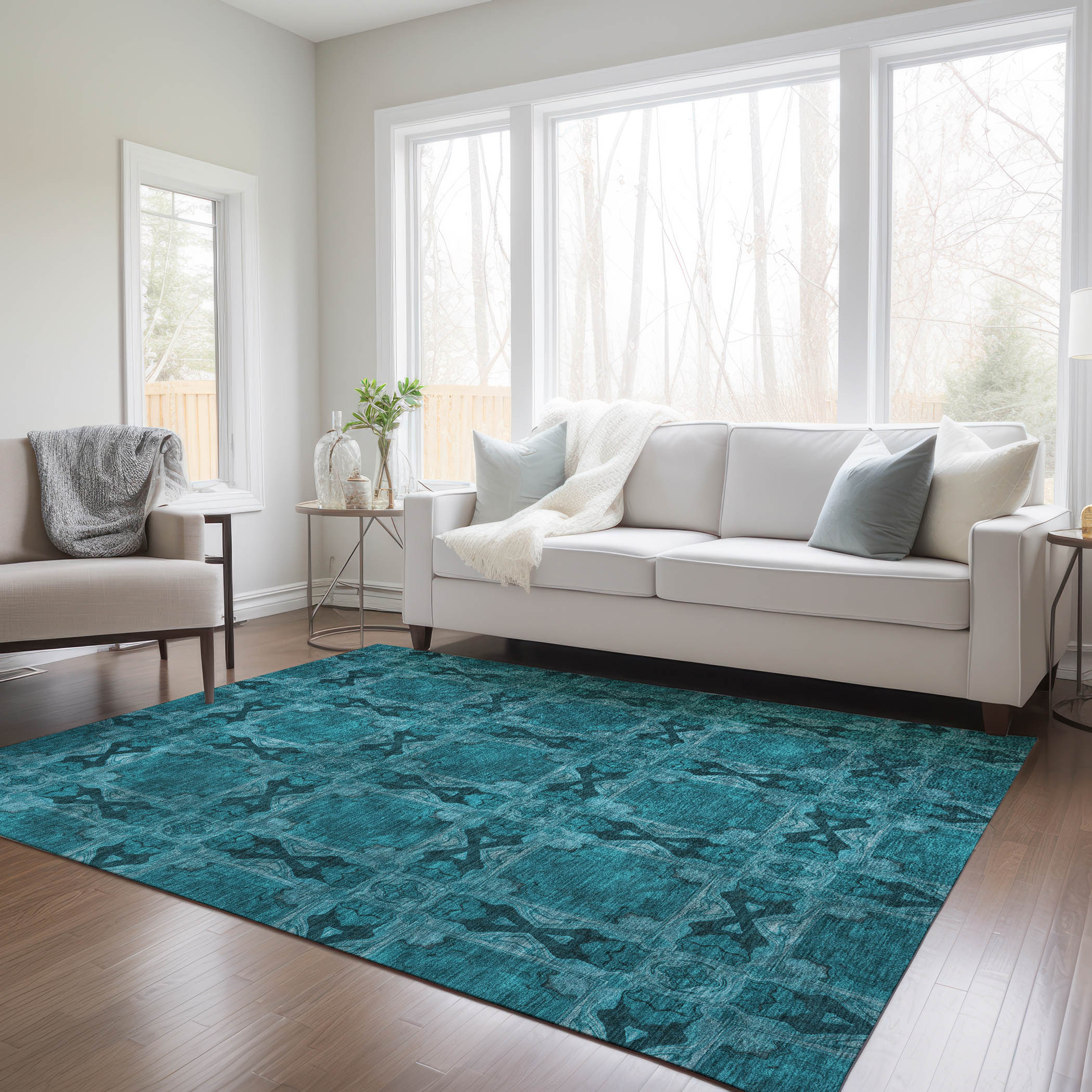 Addison Rugs ACN564TE5X8 Chantille ACN564TE 5 x 7 (ft) Polyester Teal Rectangular Indoor/Outdoor Machine washable Area rug