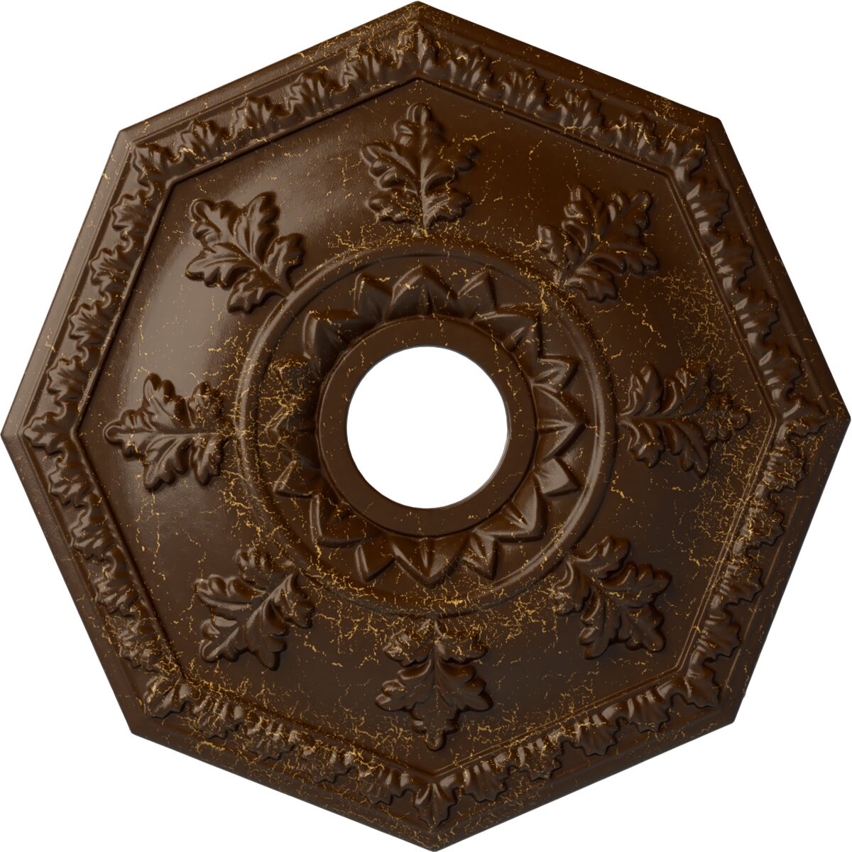 Ekena Millwork CM18NTRBC Nottingham 18-in W x 18-in L Painted Root Beer Crackle Polyurethane Whole Ceiling Medallion