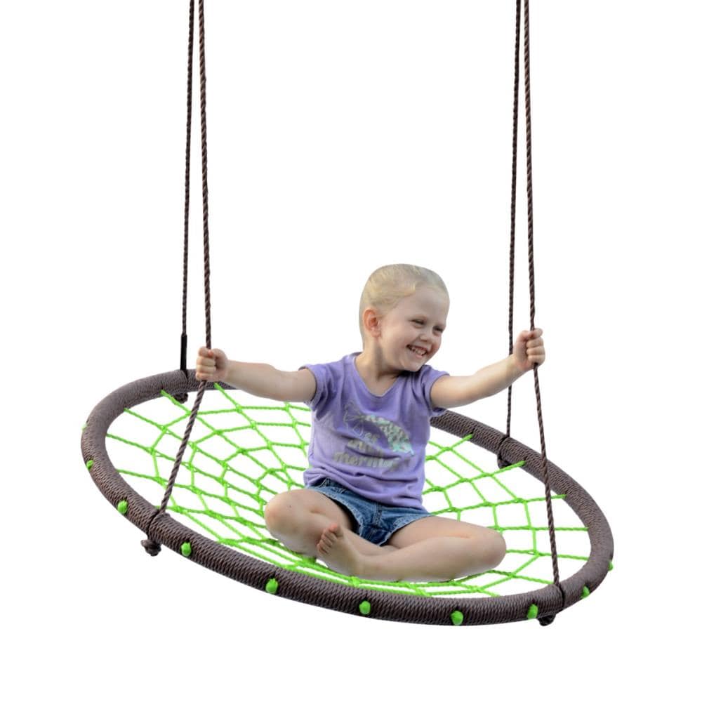 Round DURABLE Tree Web Spider Swing Net Platform Kids Play Set W/ Hanging Straps 