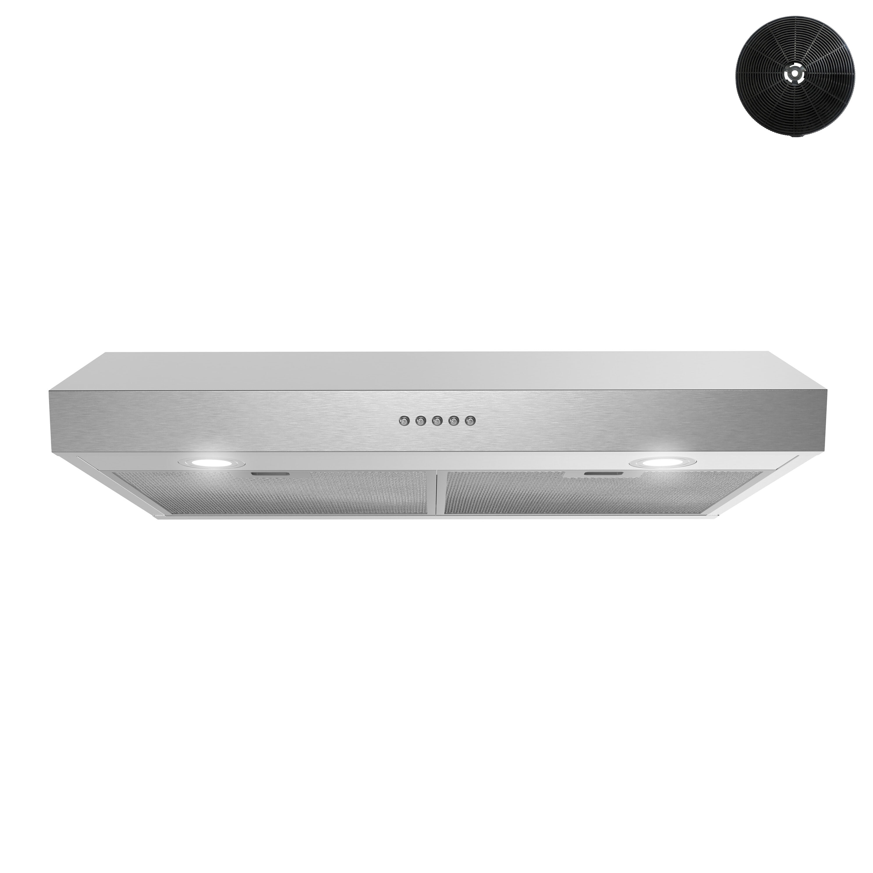 Streamline T-1387-1-CL 30 inch Convertible 165-CFM Stainless Steel Under Cabinet Range Hood with Charcoal Filter