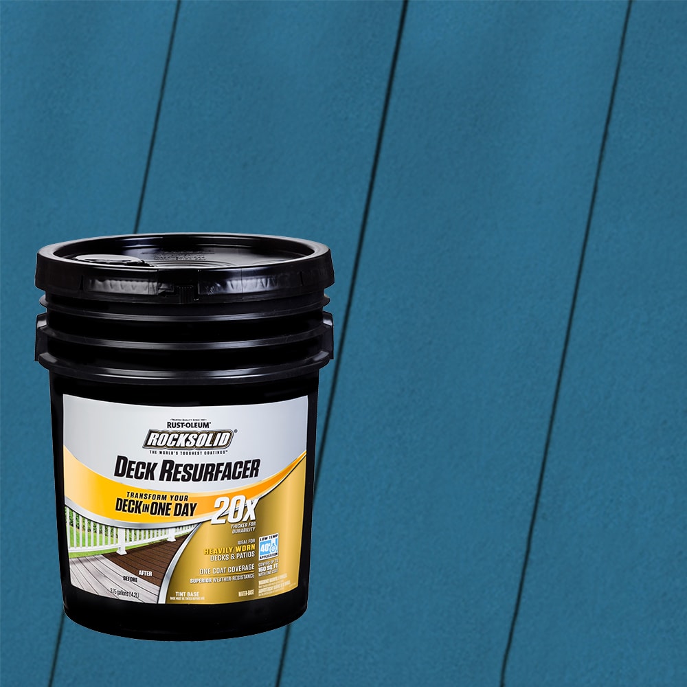 Rust-Oleum 319583T RockSolid 20X Deck Resurfacer Pre-Tinted Lagoon Solid Exterior Wood Stain and Sealer in One ( 4-gallon )