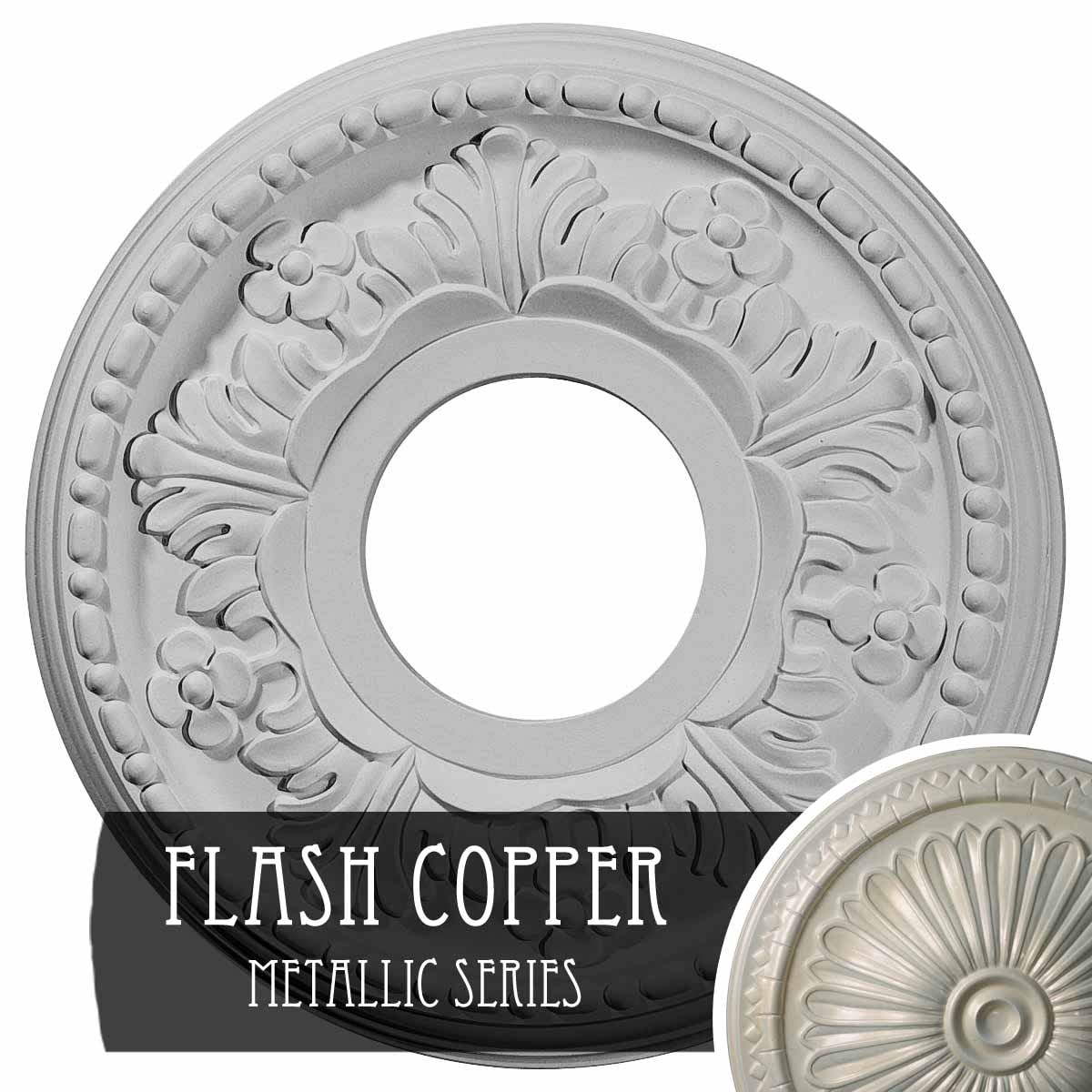 Ekena Millwork CM11HEFCS Helene 11.875-in W x 11.875-in L Painted Flash Copper Polyurethane Whole Ceiling Medallion