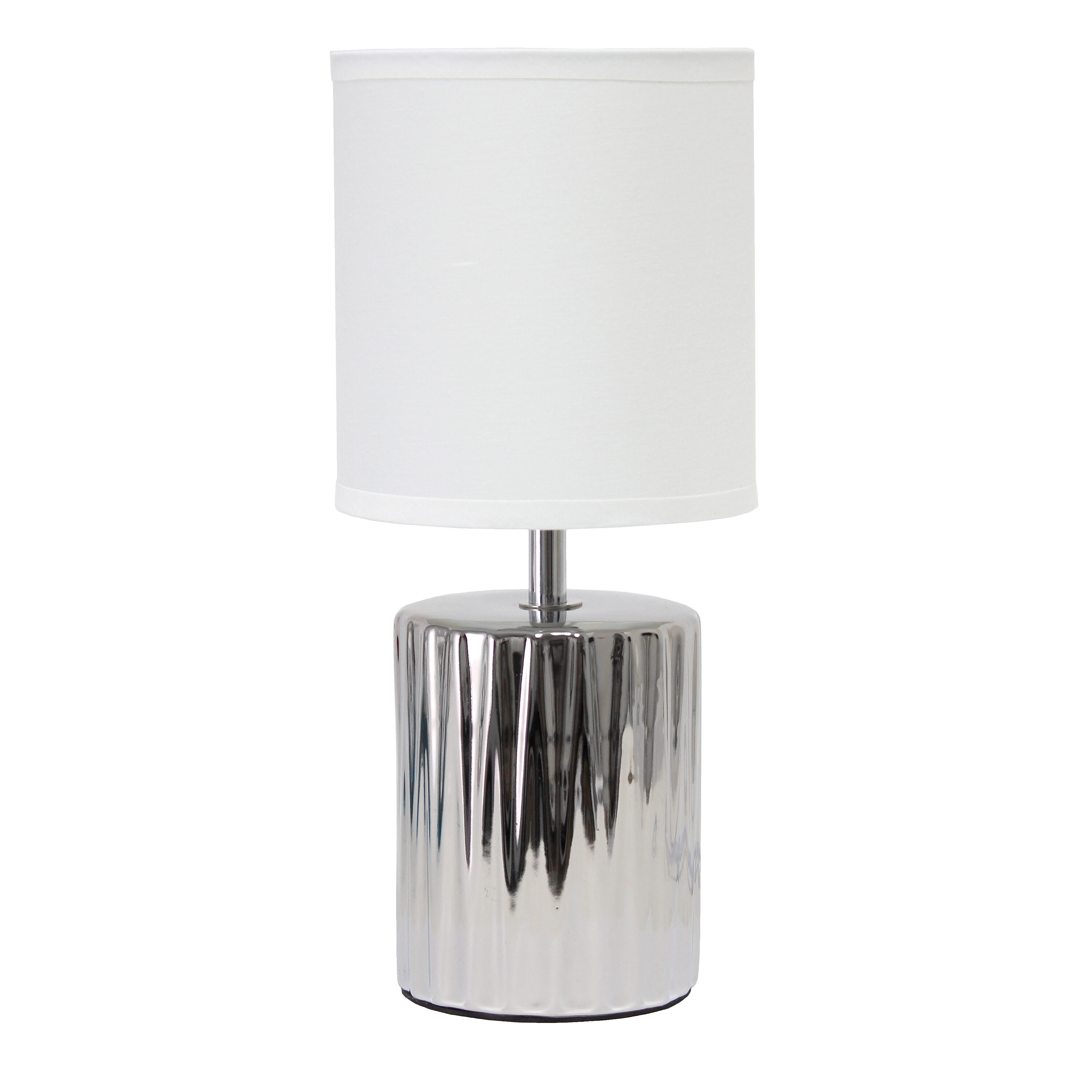 Simple Designs LT1132-CHR 11.61-Inches Chrome LED Incandescent Table Lamp with Fabric Shade