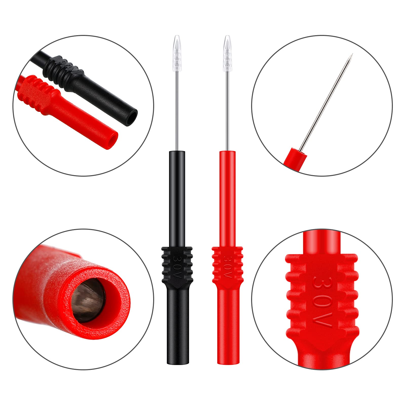 AKSCYZM 4 pcs Flexible Back Probe Kit Stainless Steel Insulation Wire ...