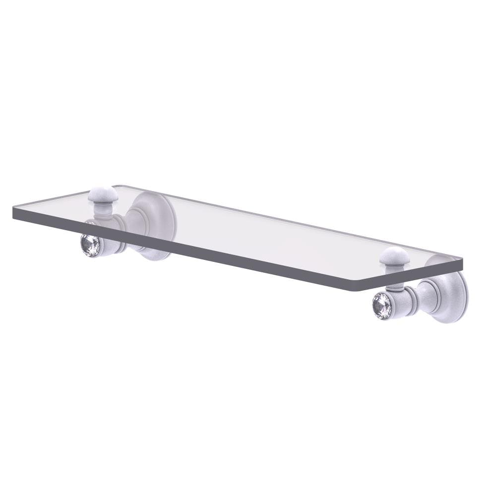 Allied Brass CC-1-16-WHM Carolina Crystal Matte White Wall mount Bathroom Shelf ( 16-in x 2.4-in x 5-in )