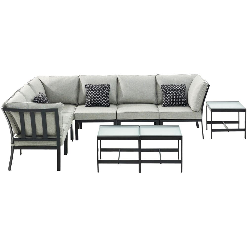 Mod Furniture BRKLYN9PC-SLV Brooklyn 9-Piece Patio Conversation Set with Silver M&#333;D Furniture Cushions