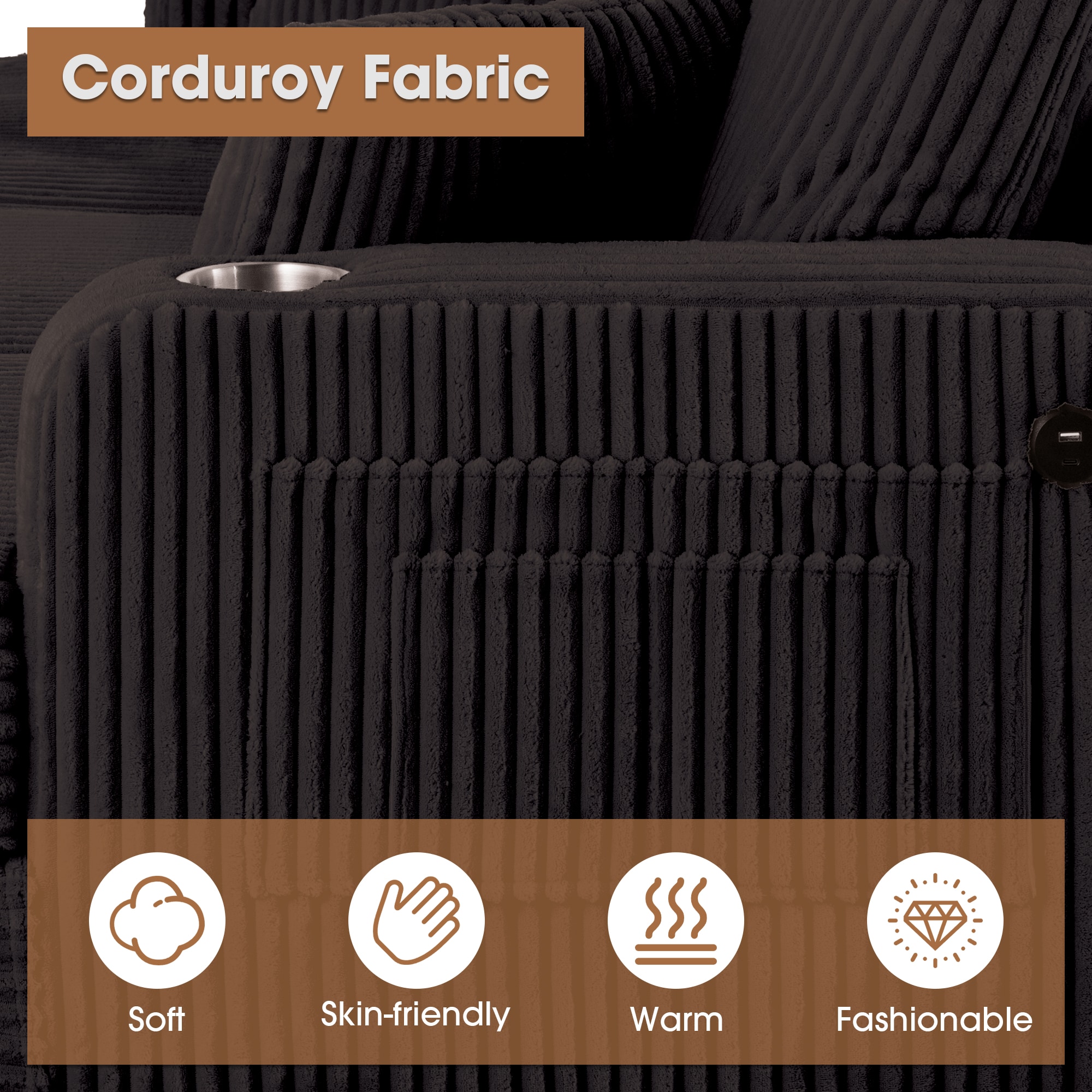 IHOMEadore MDSL6932BK Sofas-Loveseats - View #3