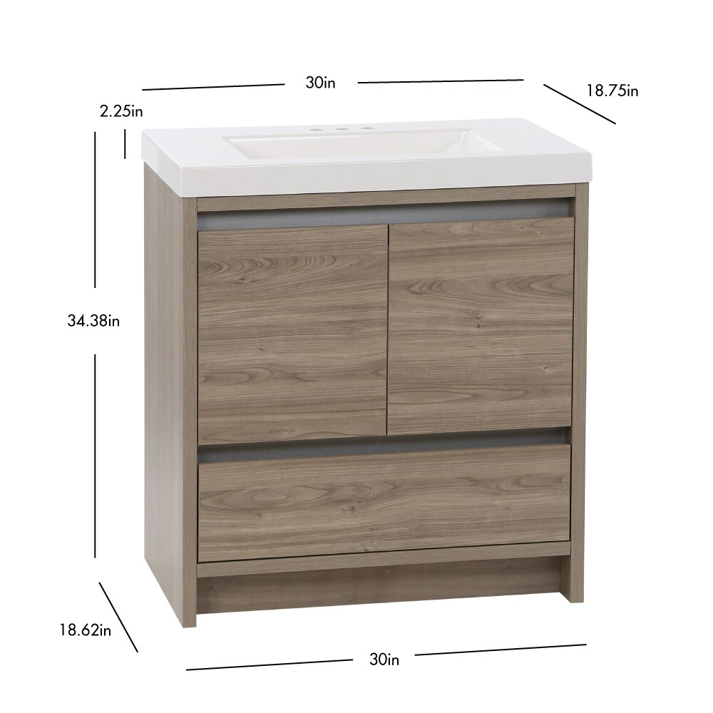 Diamond NOW Quinn 30-in Forest Elm Brown Woodgrain Single Sink Bathroom ...