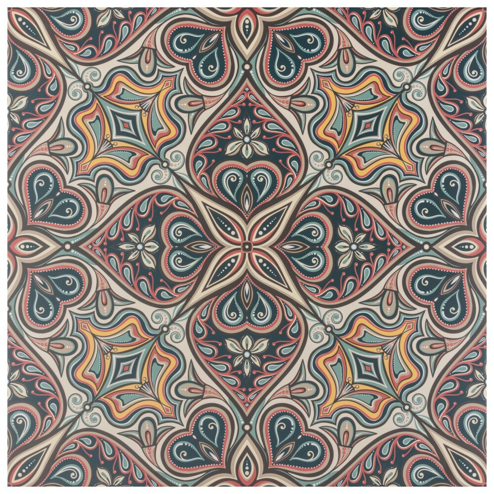 Affinity Tile S1FIM19TMA Sample- Imagine Tapestry Mandala 10-in x 10-in Matte Porcelain Patterned Floor and Wall Tile