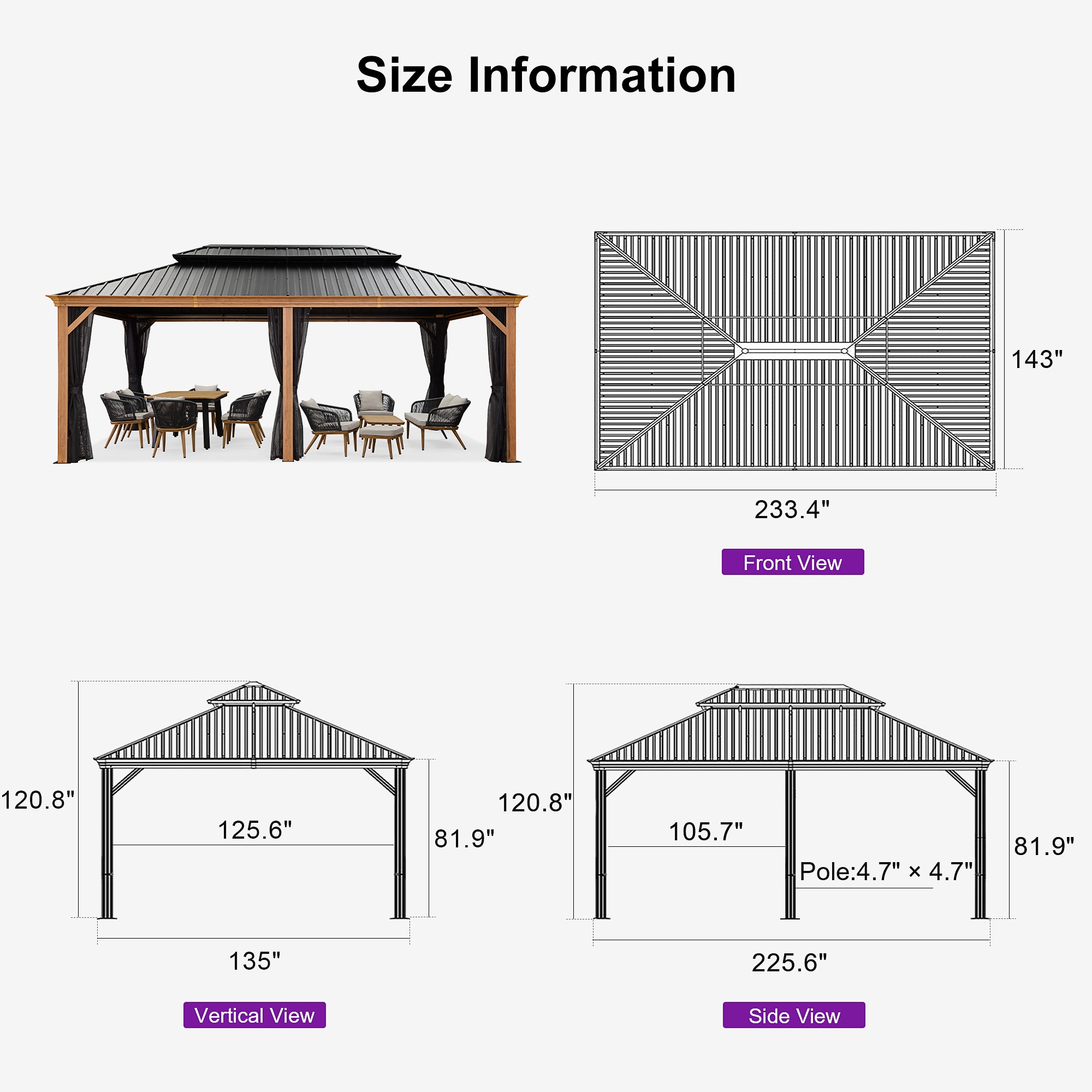 PURPLE LEAF LS06WHTG1220 Wood-Resin-Gazebos - View #14