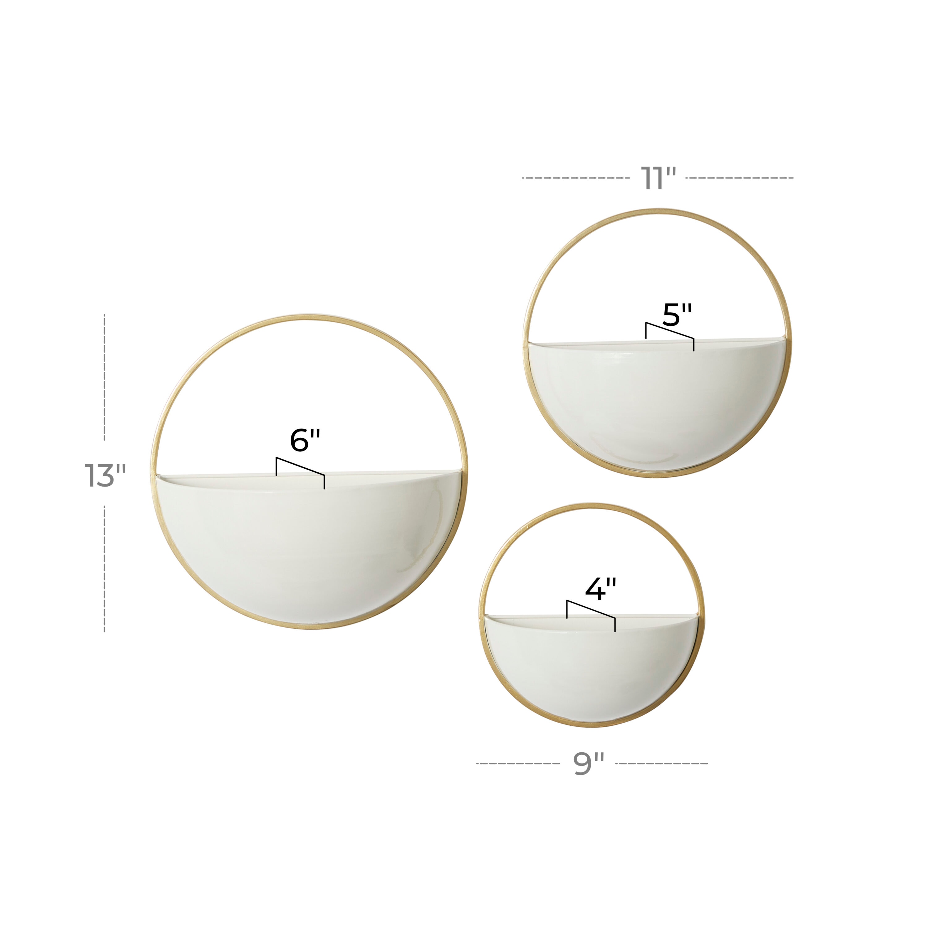 Grayson Lane 3-pack Round 12-in W X 12-in H White Metal Transitional 