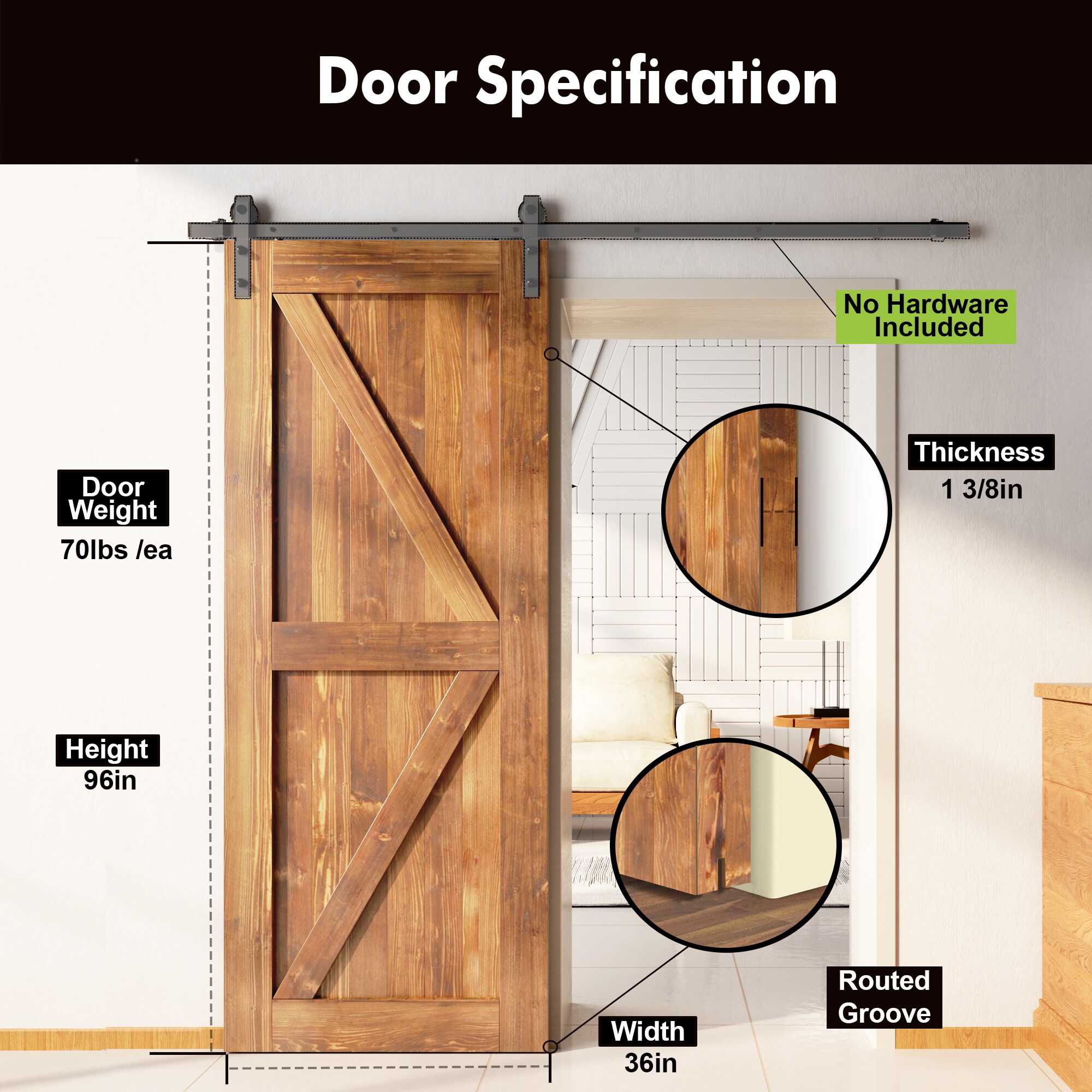 HOMACER 3696-K-EA Barn-Doors - View #3