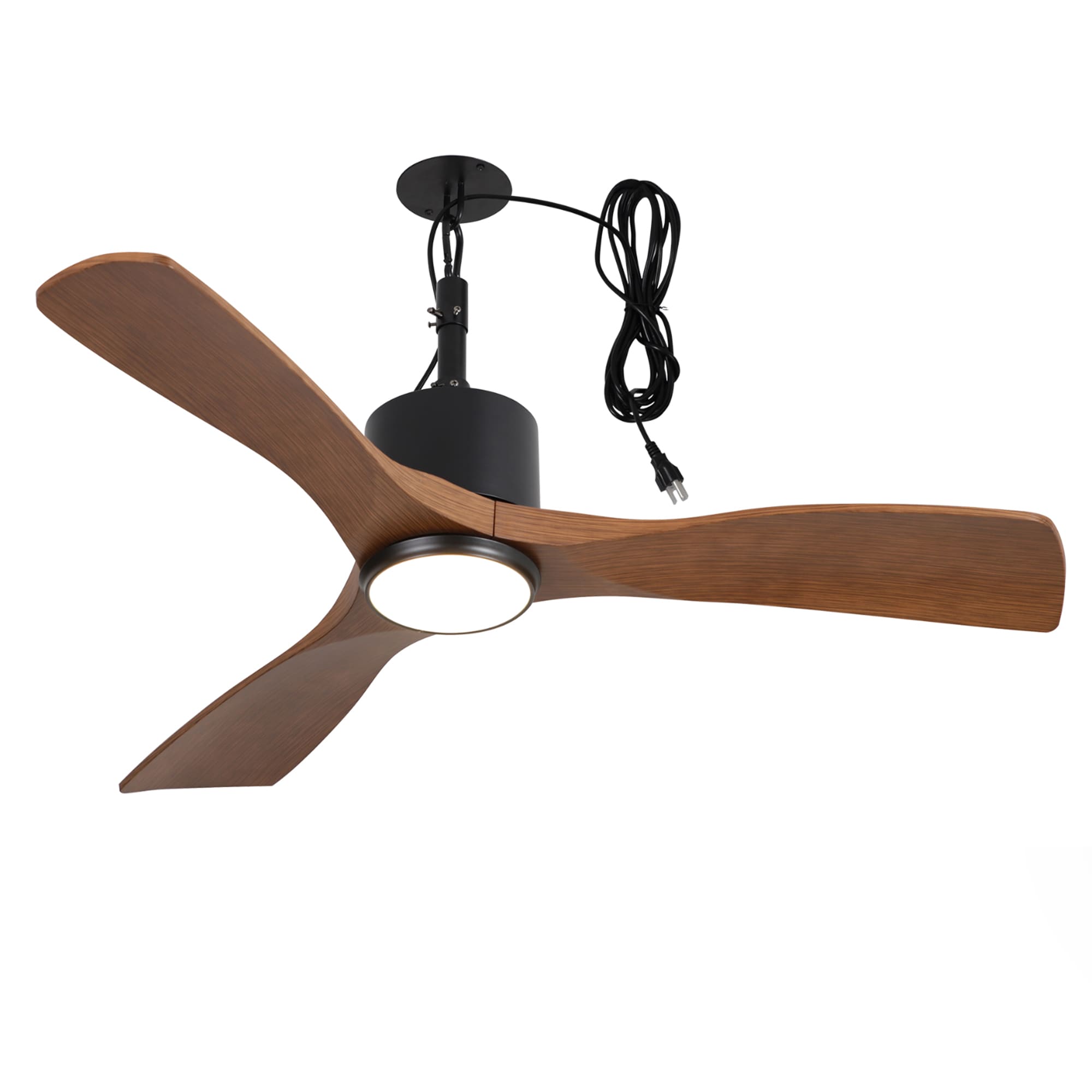 VACZON VZA01A120 42-in Color-Changing Integrated LED Matte Black with Brown Blades Propeller Ceiling Fan With Light - Remote Included ( 3 -Blade )