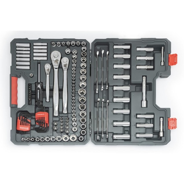 Crescent 142-Piece Standard (SAE) and Metric Chrome Mechanics Tool Set Crescent 142-Piece Standard (SAE) and Metric Chrome Mechanics Tool Set