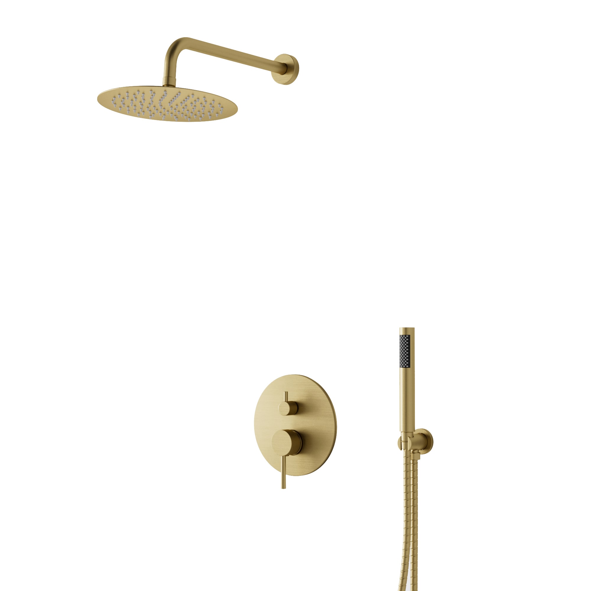 CRANACH C04.CR04.BG CROZET Pressure Balance Shower System with 10-Inch Round Rain Shower Head and Hand Shower (Valve Included)