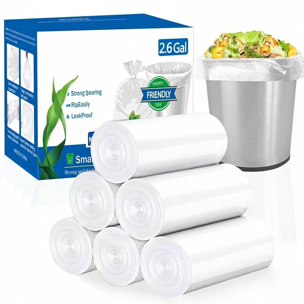 Vrbgify  2 6 Gallon Clear Trash Can Liners 300 Pack Small Garbage Bags Extra Strong Leak Proof Fits 10 Liter Bathroom Office Bedroom Wastebasket