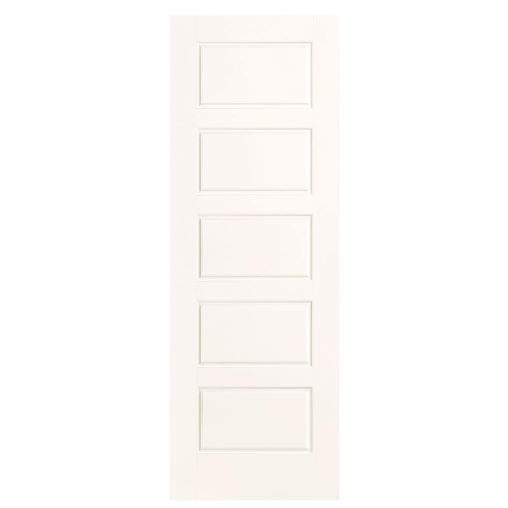 Masonite 1444539 Riverside 28-in x 80-in Snowstorm 5-panel equal Smooth Solid core Prefinished Molded composite Slab Door