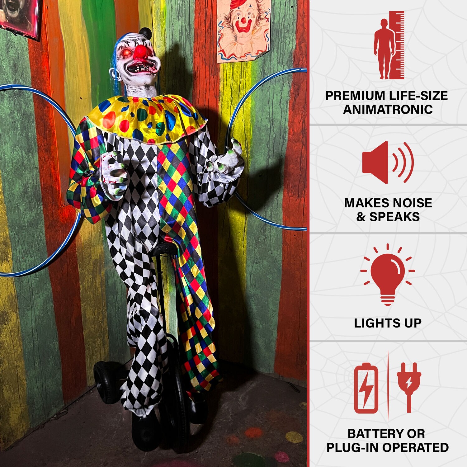 Haunted Hill Farm HHTRIBKCLOWN-1FLSA Halloween-Animatronics - View #2