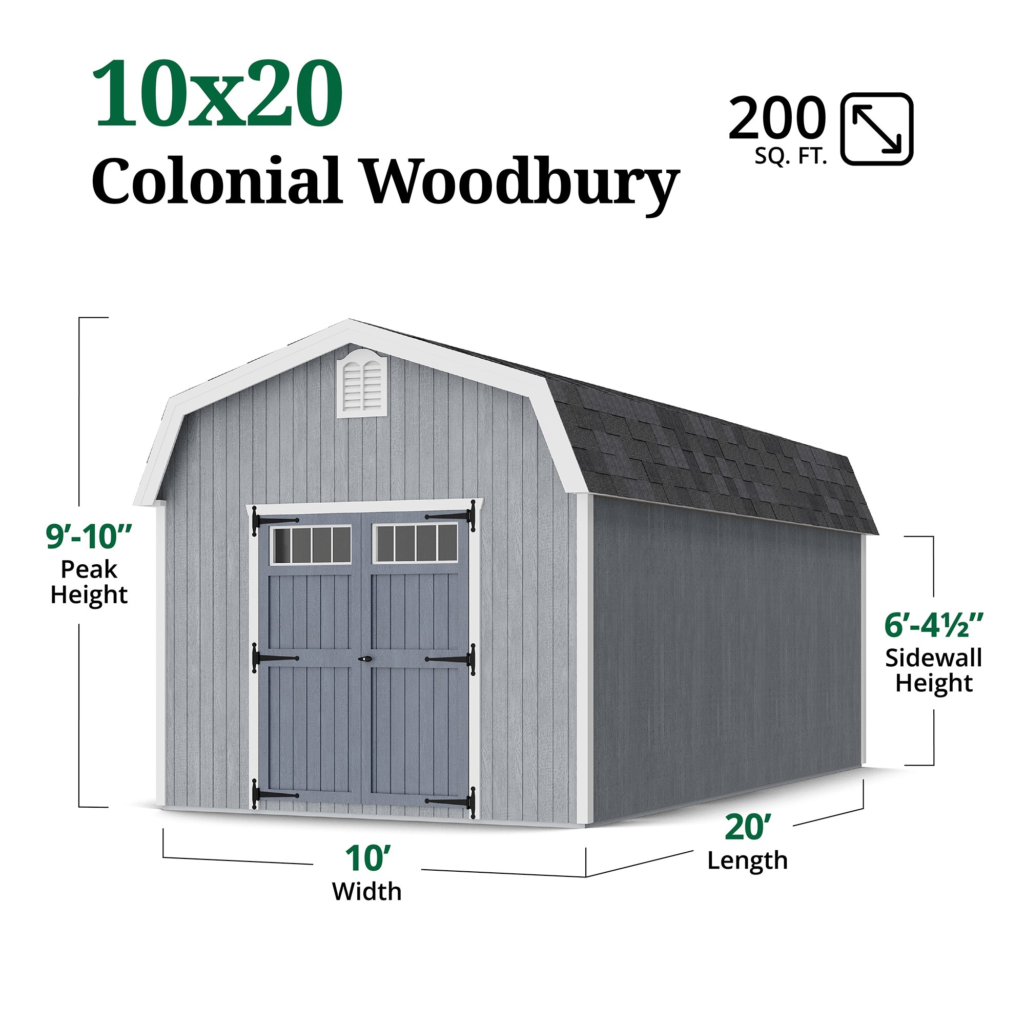 Little Cottage Co 10X20 WBCGS-PC-FK Wood-Storage-Buildings - View #3