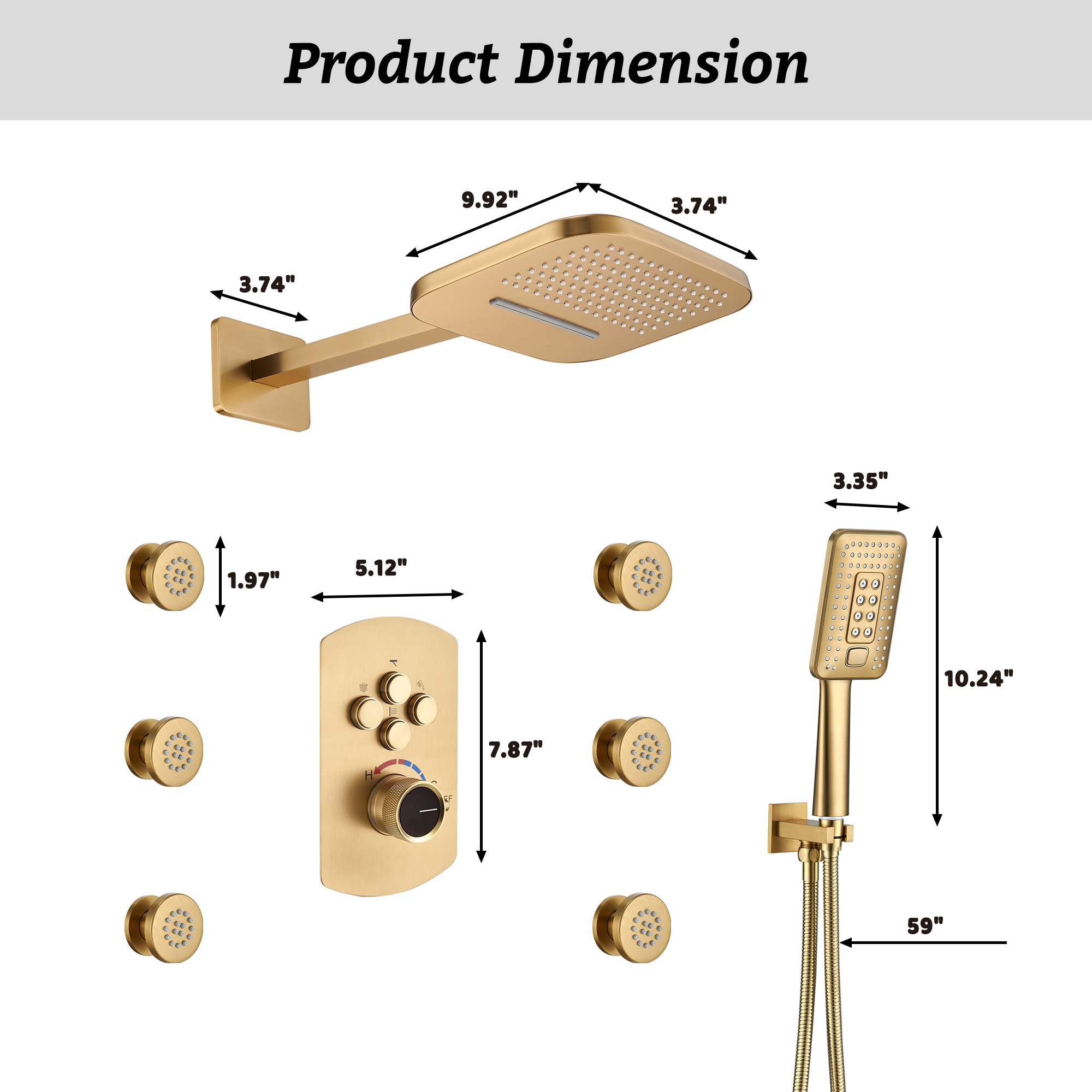 CASAINC WF-W98C03LSJ-12 Showerhead-Bar-Panels - View #10