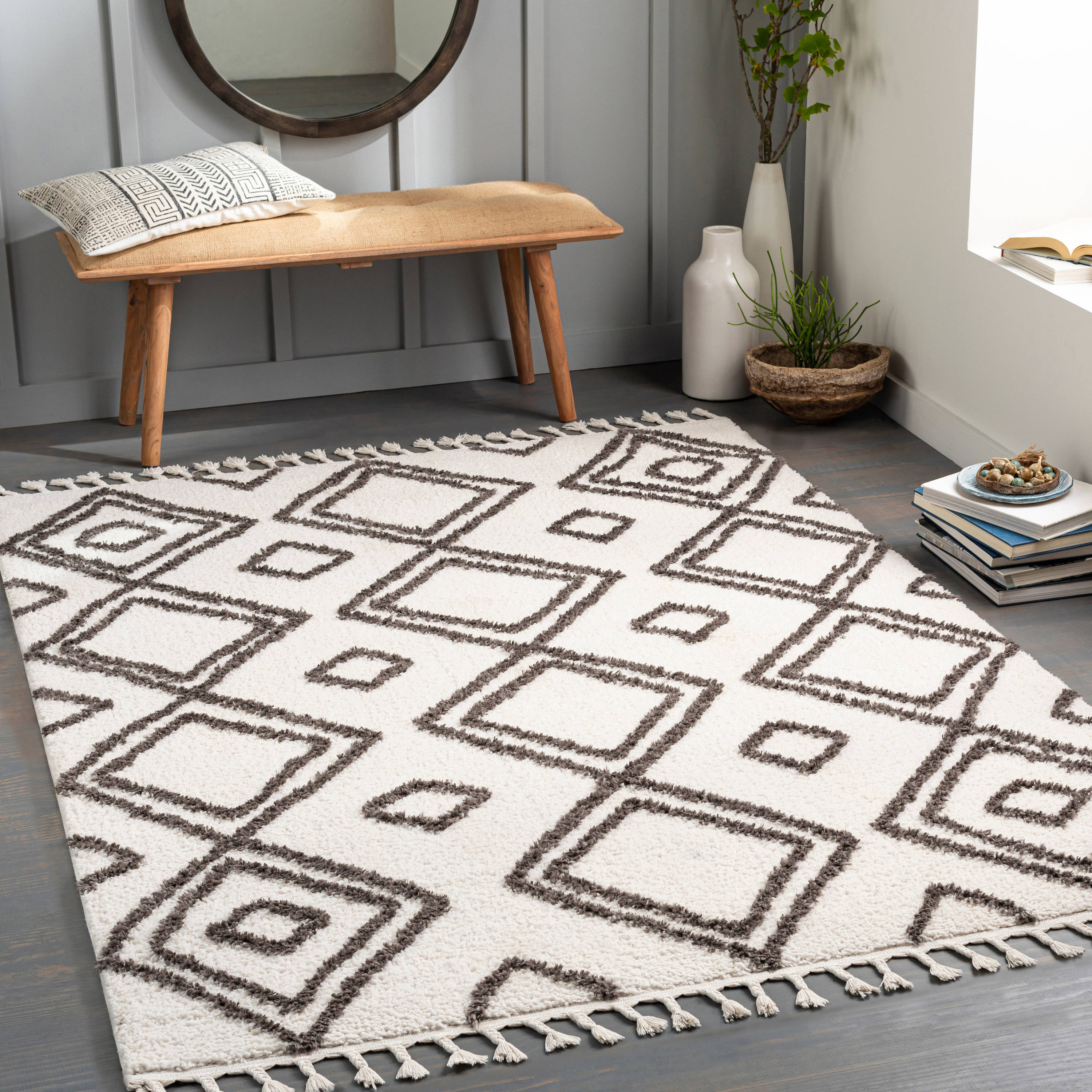 Artistic Weavers AHB2311-679 Alhambra 7 X 9 Charcoal/Cream Indoor Geometric Global Area Rug