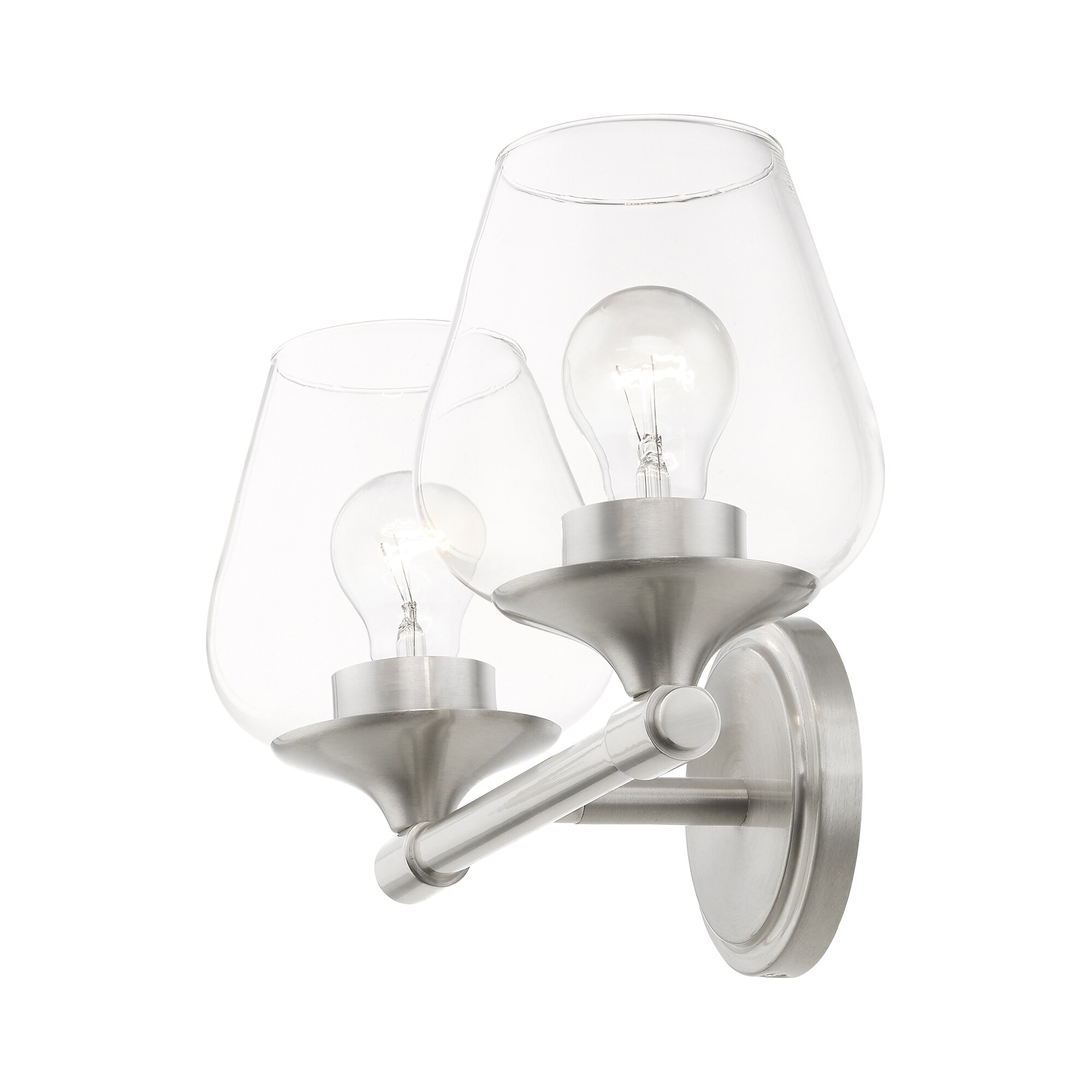 Willow Brushed Nickel 2-Light Vanity Sconce with Clear Glass