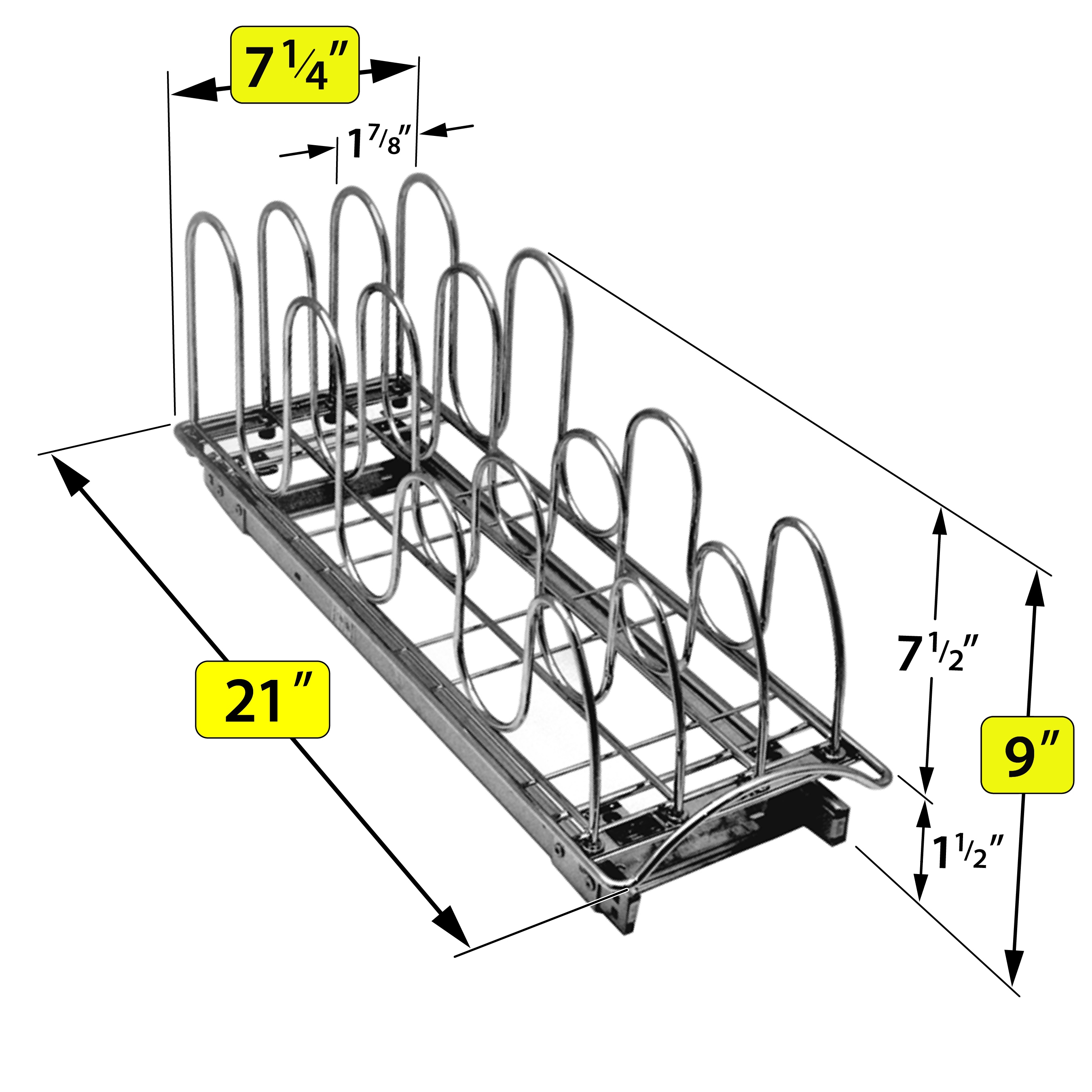 LYNK PROFESSIONAL 8-1/4 in. Wide - Double Silver Chrome Slide Out