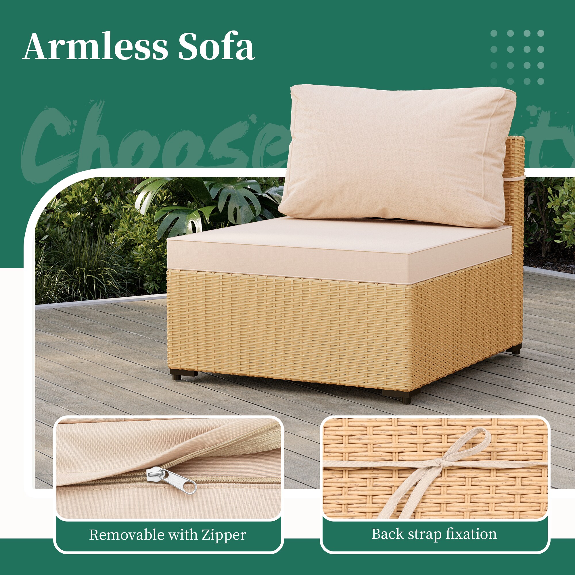 UPHA TBBE-ABC28SYMB-BEIGE Patio-Conversation-Sets - View #8