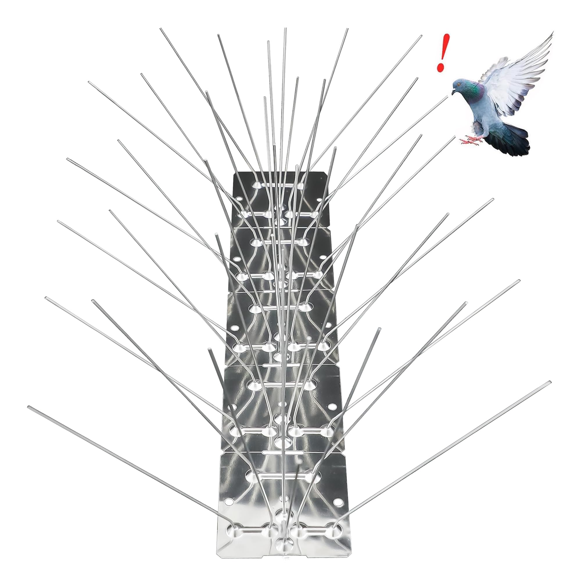 Ahfiwaso  Stainless Steel Bird Spikes 19 Feet Wide Coverage 15 Spikes Per Strip for Fence Roof Balcony Ledge Outdoor Pigeon Deterrent 1 Set