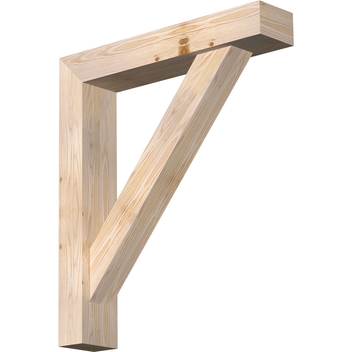 Ekena Millwork 1465053 Traditional Block Smooth Bracket with Offset Brace 5-1/2-in x 28-in x 32-in Douglas fir Brown Wood Standard bracket