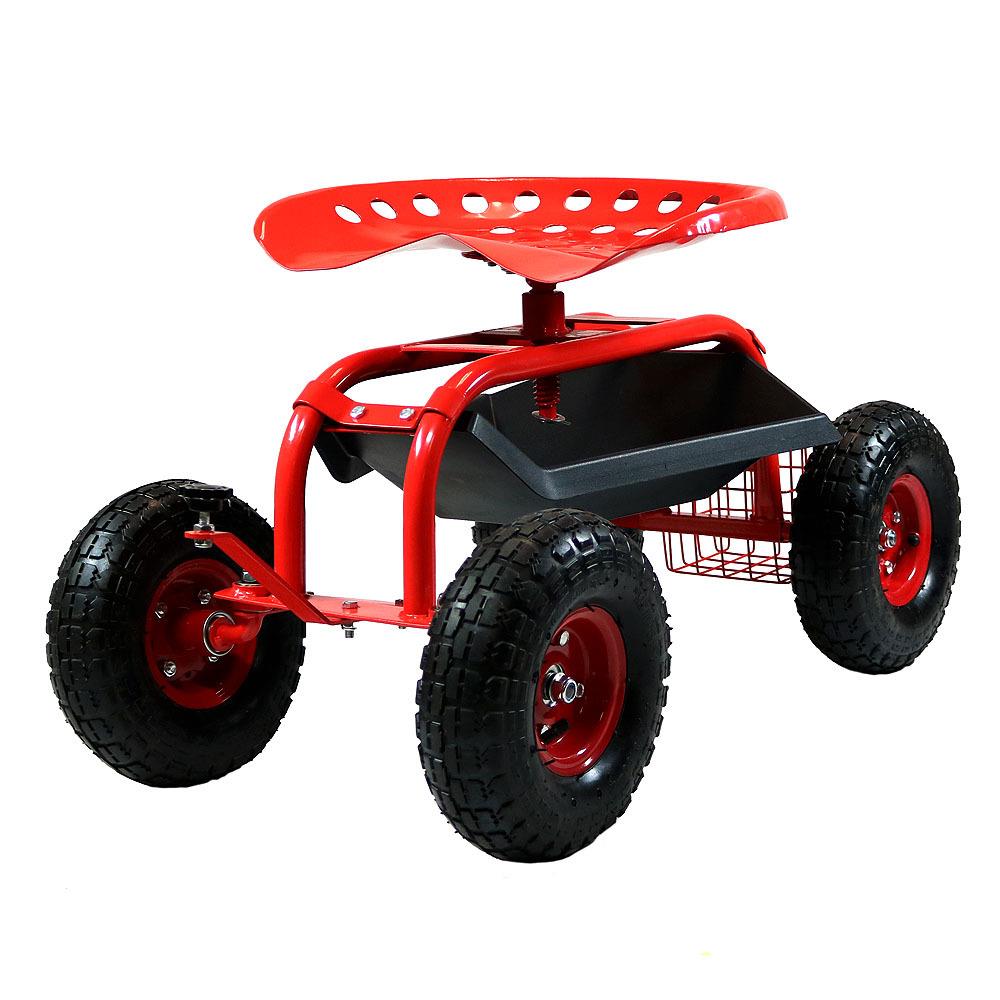 Sunnydaze Decor QH-CRS946-RD 4-cu ft Steel Yard Cart