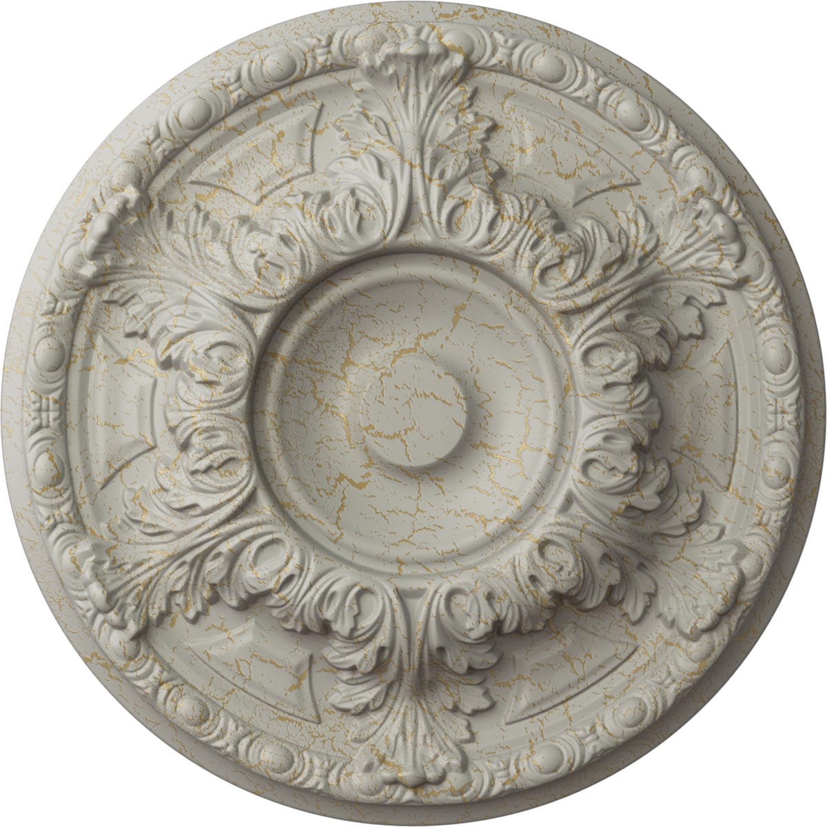 Ekena Millwork CM19GAPCC Granada 19-in W x 19-in L Painted Pot Of Cream Crackle Polyurethane Whole Ceiling Medallion