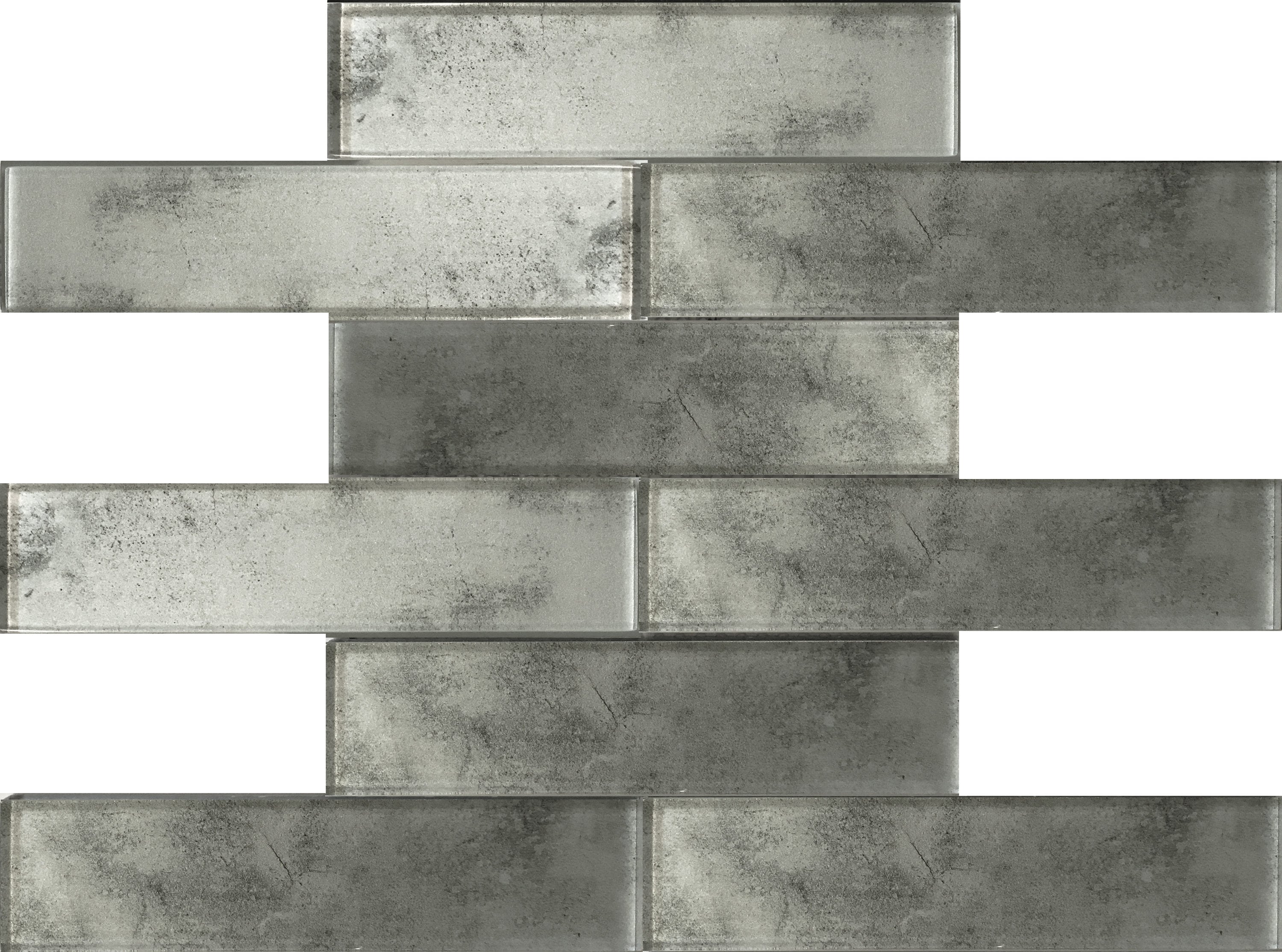 Apollo Tile APLC8809ASAMPLE (Sample) Cosmos Gray 4-in x 4-in Glossy Glass Brick Mosaic Wall Tile