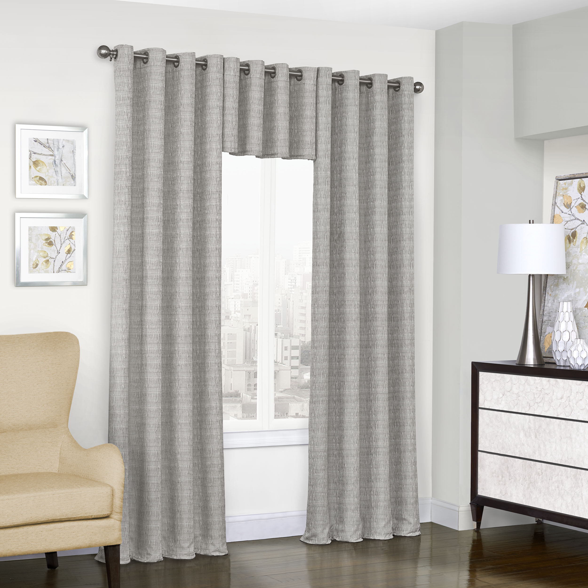 Eclipse Trevi 18-in Grey Polyester Rod Pocket Valance in the Valances ...