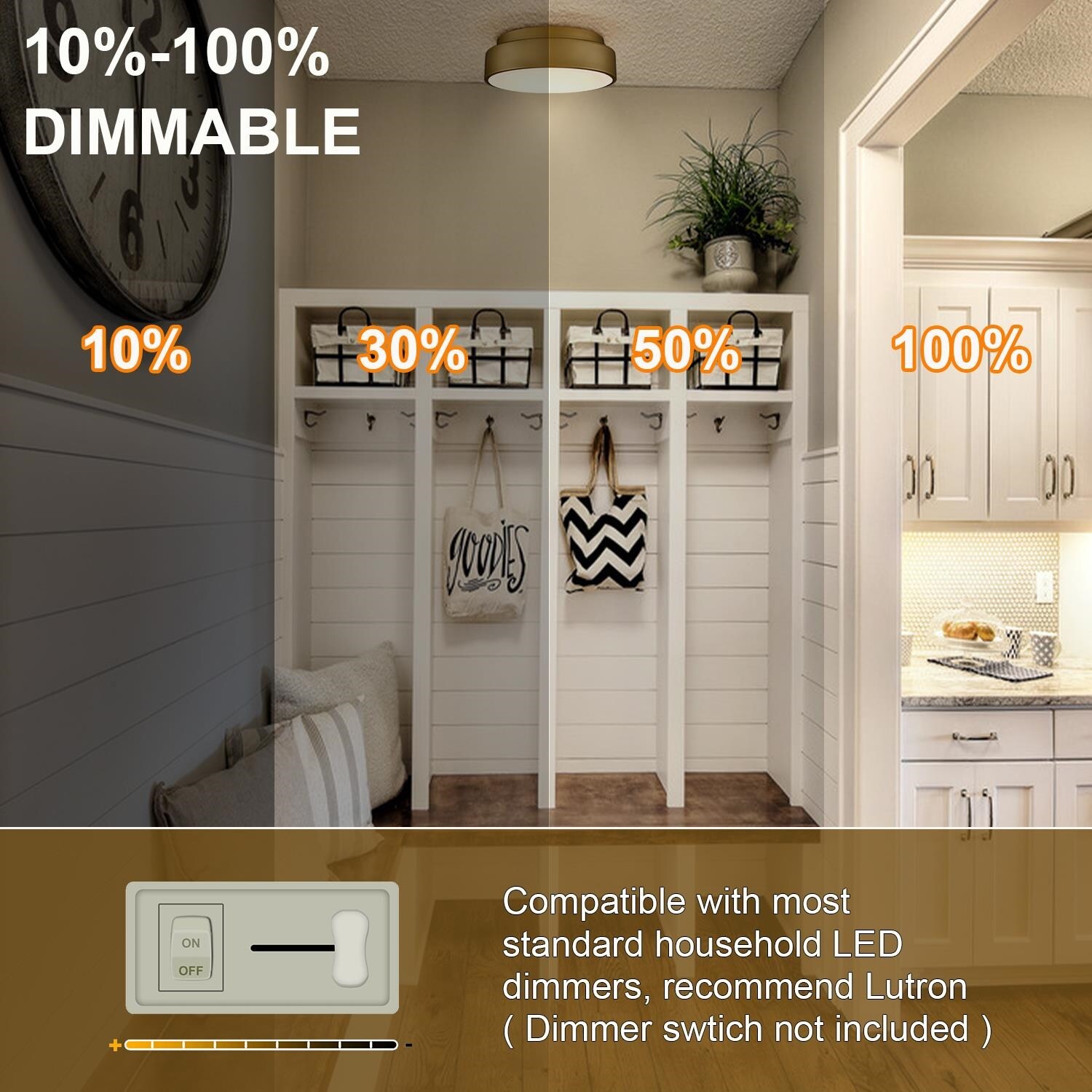 Modern Gold and White Round LED Flush Mount Ceiling Light