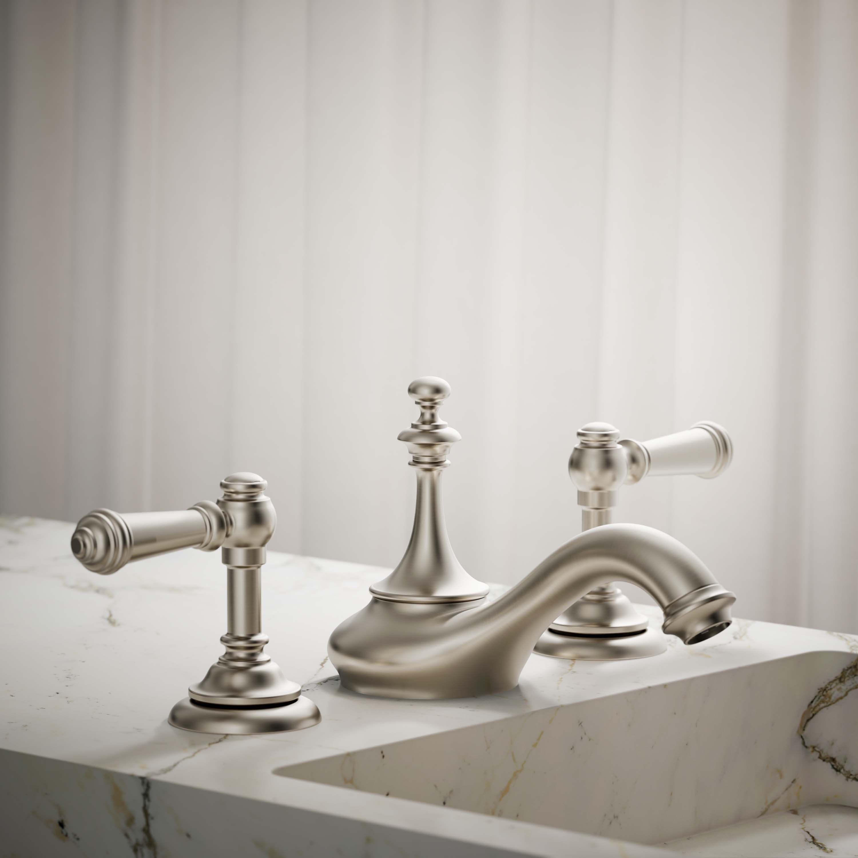 KOHLER 72758-BN Artifacts Vibrant Brushed Nickel Widespread Sold separately WaterSense Low-arc Commercial/Residential Handle Bathroom Sink Faucet with Drain