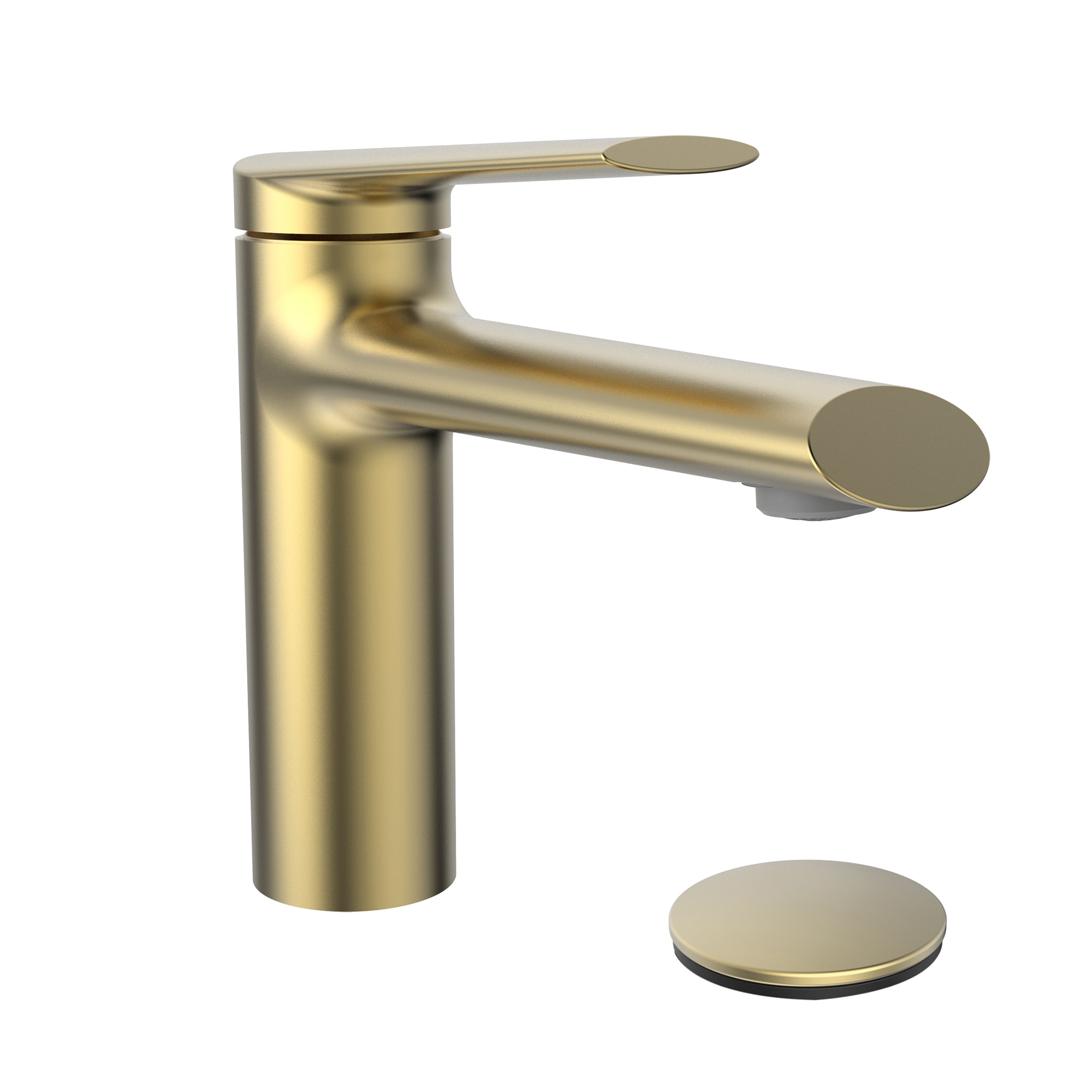 Belanger Opalia Matte Gold 1-handle Single Hole WaterSense Mid-arc Bathroom Sink Faucet with Drain with Deck Plate